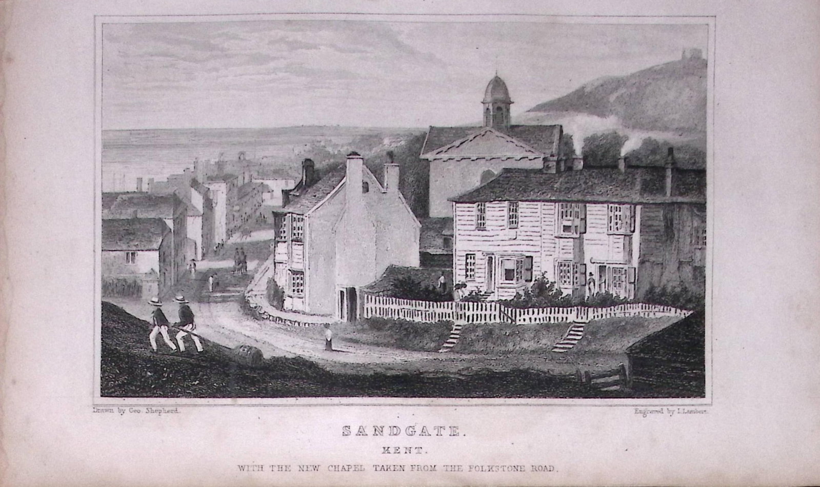 Sandgate View of The Village Kent 1829 Antique 197 Years-Old Steel Engraving-10: Title: Sandgate View of The Village Kent 1829 Antique 197 Years-Old Steel Engraving-10 Description: This Antique Print Was Removed from a 197-Year-Old Edition of. W. H. Ireland's Study of The