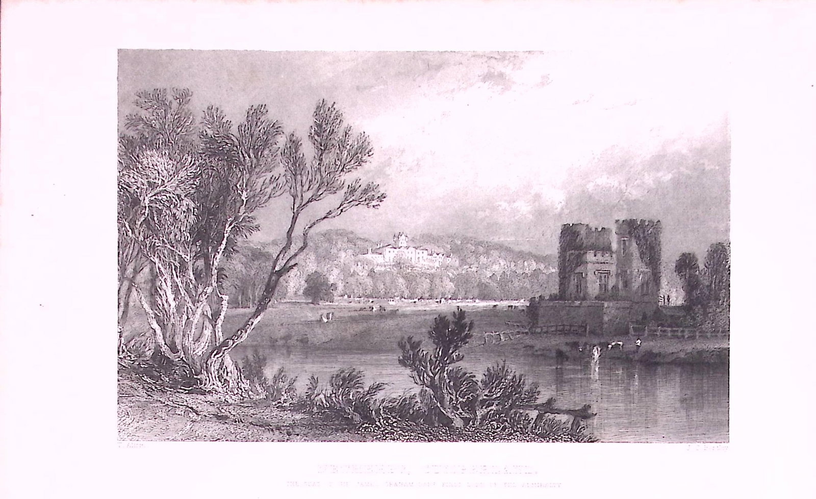 Netherby Castle Cumbria 1835 Antique Steel Engraving-2-TR: Title: Netherby Castle Cumbria 1835 Antique Steel Engraving-2-TR Description: This Steel Engraved Print Has Been Removed from an Antique 1835 Edition of. Westmorland, Cumberland, Northumberland