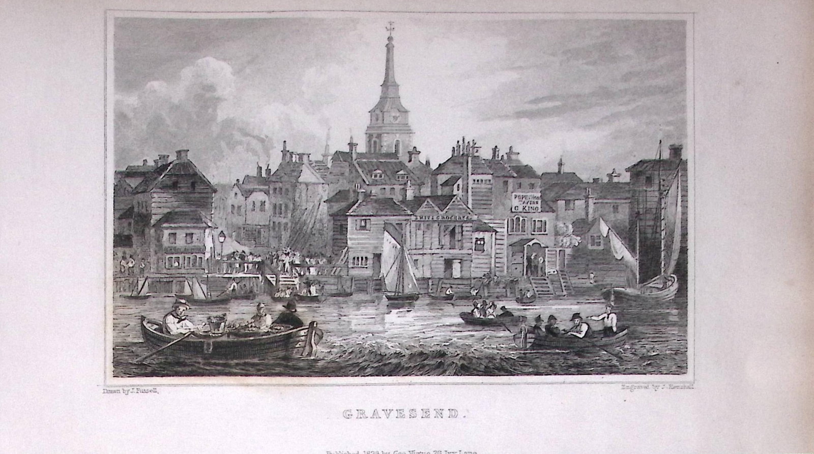 View of Gravesend Town Kent 1829 Antique 197 Years-Old Steel Engraving-52: Title: View of Gravesend Town Kent 1829 Antique 197 Years-Old Steel Engraving-52 Description: This Antique Print Was Removed from a 197-Year-Old Edition of. W. H. Ireland's Study of The H