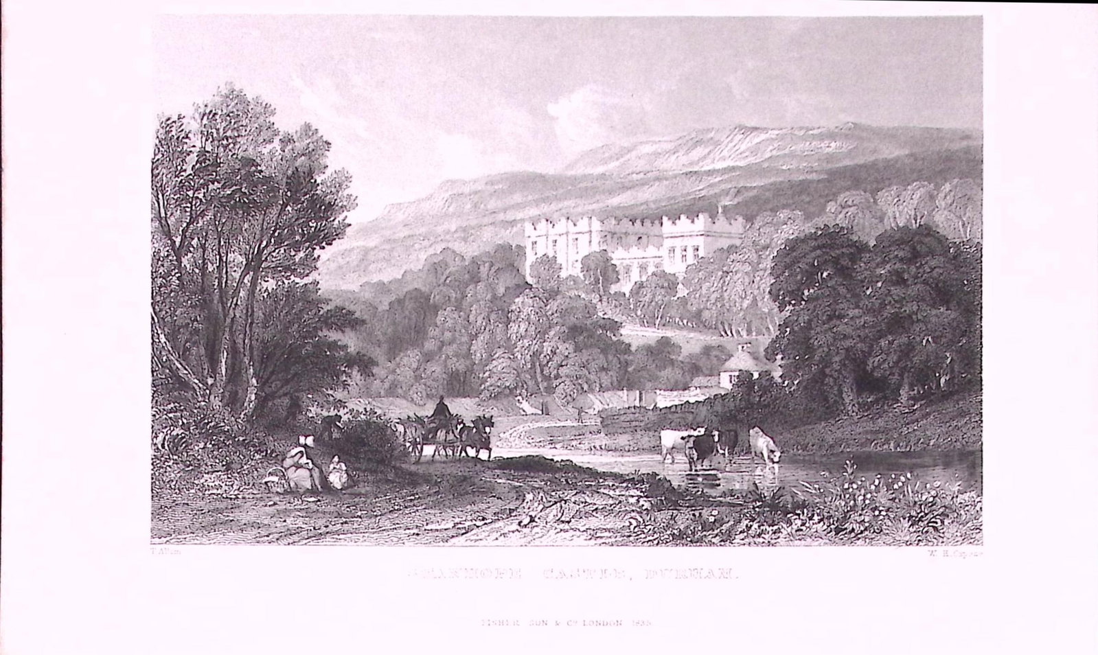 Stanhope Castle Durham 1835 Antique Steel Engraving-17-TR: Title: Stanhope Castle Durham 1835 Antique Steel Engraving-17-TR Description: This Steel Engraved Print Has Been Removed from an Antique 1835 Edition of. Westmorland, Cumberland, Northumb