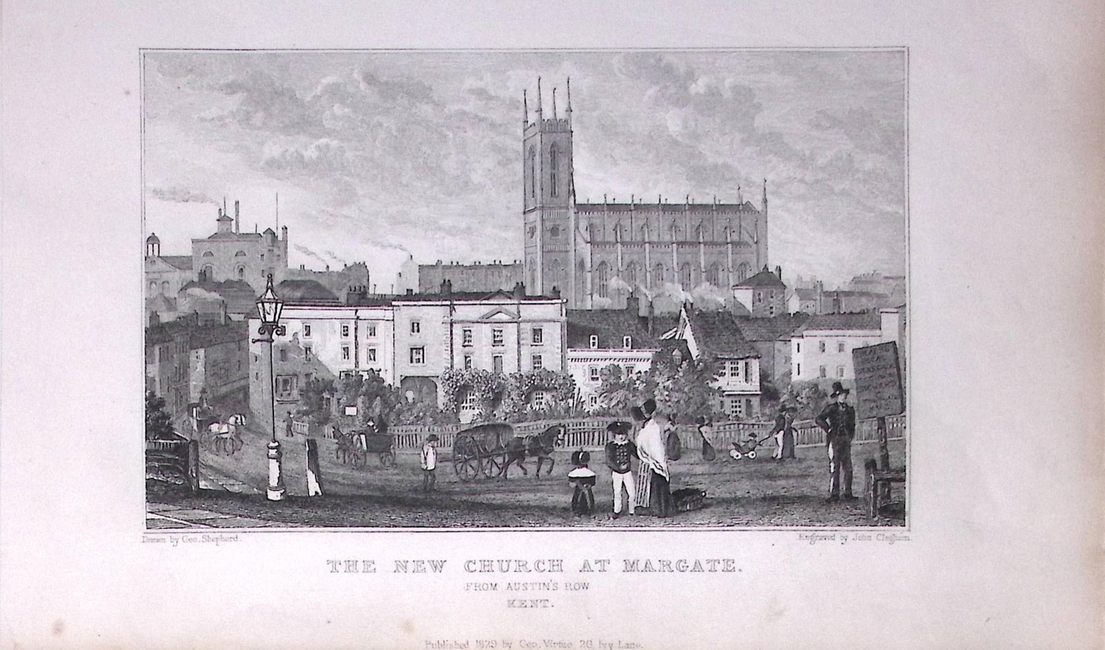 The Church at Margate Parade Kent 1829 Antique 197 Years-Old Steel Engraving-57: Title: The Church at Margate Parade Kent 1829 Antique 197 Years-Old Steel Engraving-57 Description: This Antique Print Was Removed from a 197-Year-Old Edition of. W. H. Ireland's Study of The