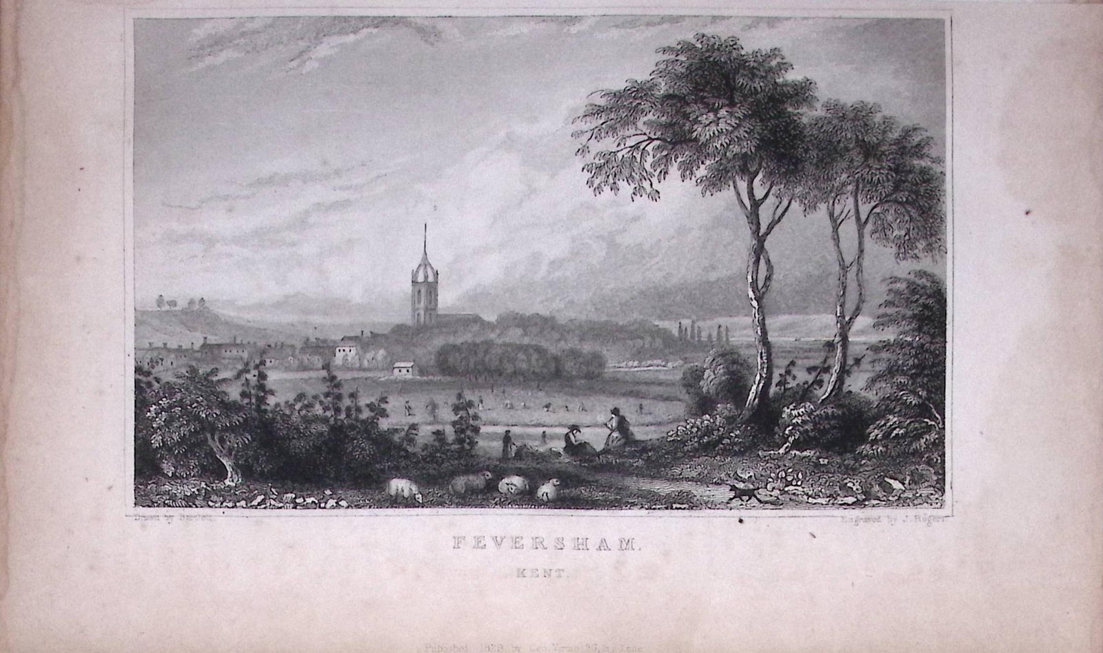Feversham Kent 1829 Antique 197 Years-Old Steel Engraving-14: Title: Feversham Kent 1829 Antique 197 Years-Old Steel Engraving-14 Description: This Antique Print Was Removed from a 197-Year-Old Edition of. W. H. Ireland's Study of The History and