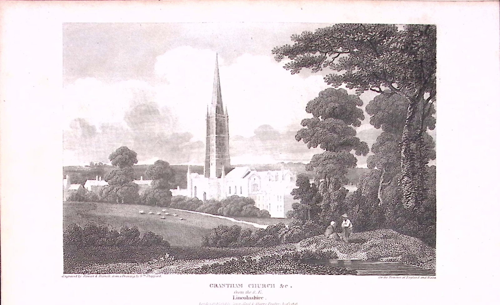 Grantham Church Lincolnshire 208 Years-Old Antique George IV Print by John Britton-6: Title: Grantham Church Lincolnshire 208 Years-Old Antique George IV Print by John Britton-6 Description: This 1818 Print Has Been Removed from an Antique Edition of. A Topographical and Historical