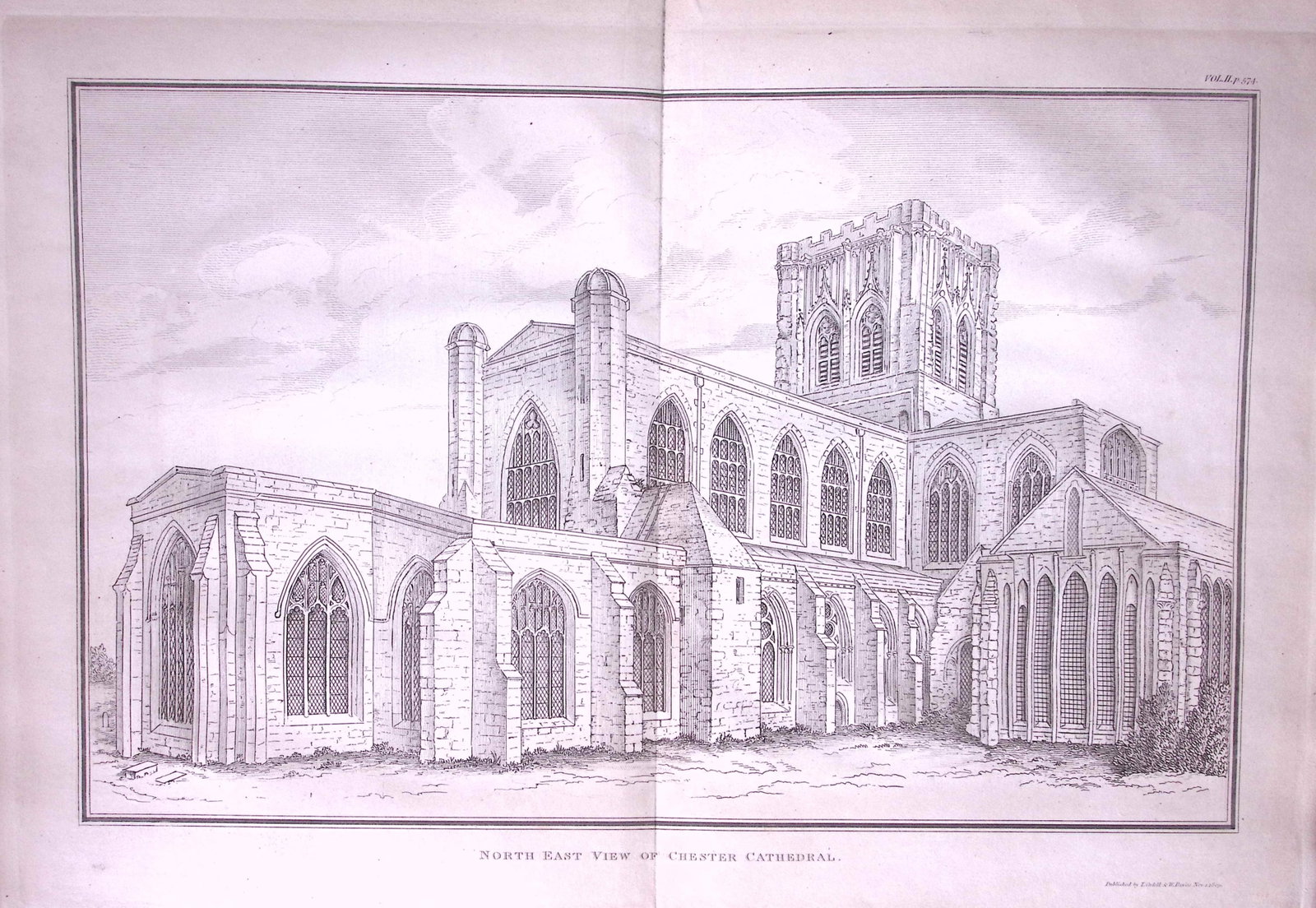 View of Chester Cathedral Antique 216-Year-Old Large Copperplate-23-TR: Title: View of Chester Cathedral Antique 216-Year-Old Large Copperplate-23-TR Description: View of Chester Cathedral Antique 216-Year-Old Large Copperplate-23-TR. This Antique Copperplate Print Has