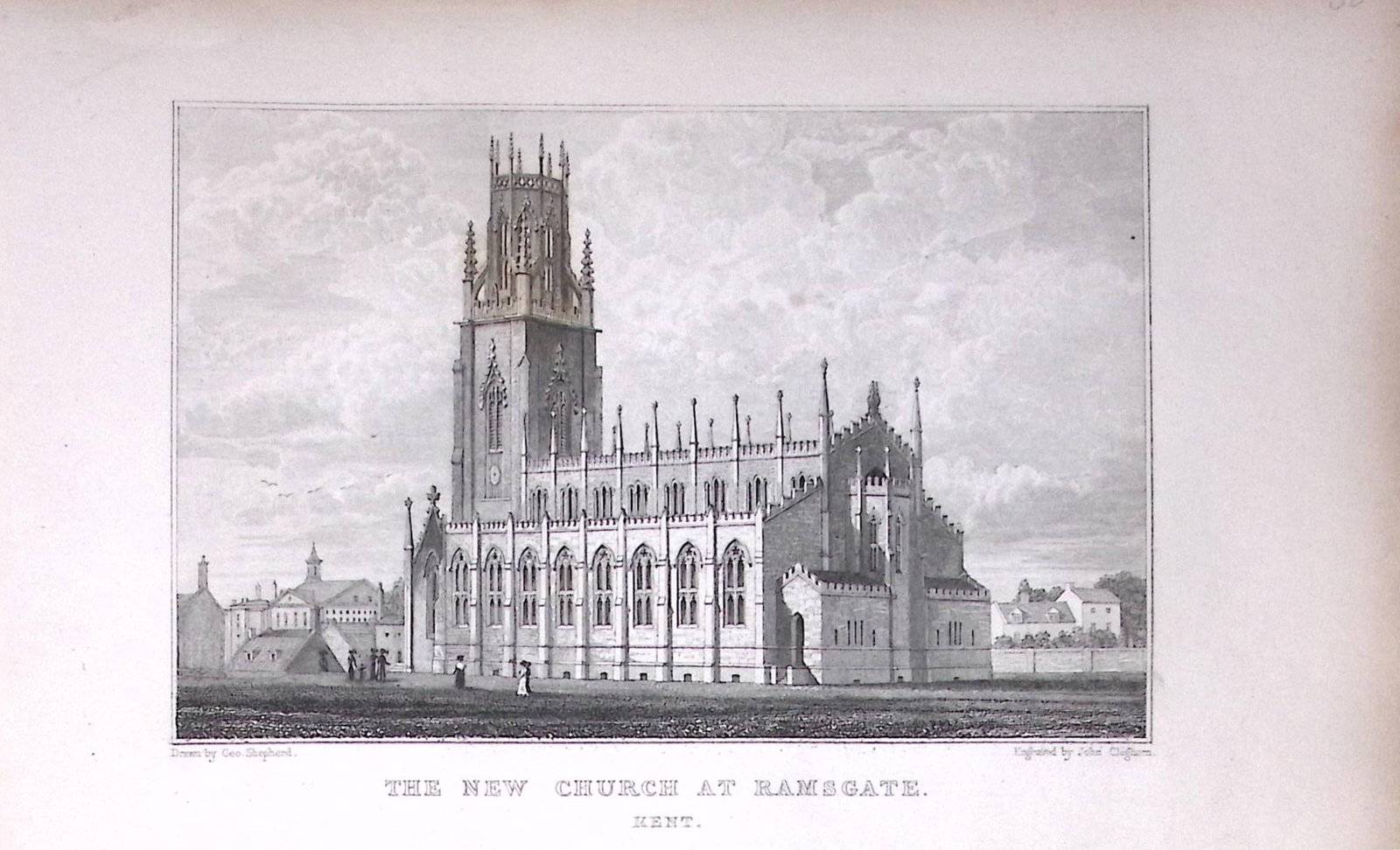 Ramsgate The New Church Kent 1829 Antique 197 Years-Old Steel Engraving-54a: Title: Ramsgate The New Church Kent 1829 Antique 197 Years-Old Steel Engraving-54a Description: This Antique Print Was Removed from a 197-Year-Old Edition of. W. H. Ireland's Study of The