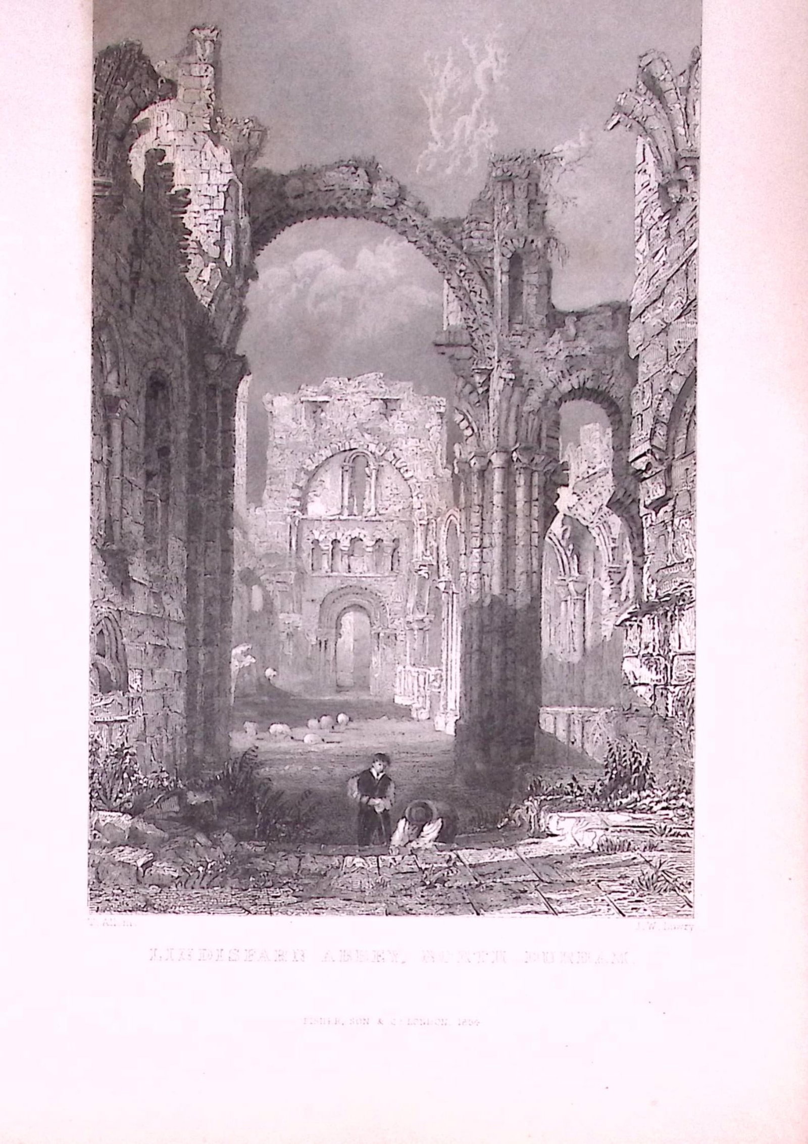 Lindisfarne Abbey Durham 1835 Antique Steel Engraving-14-TR: Title: Lindisfarne Abbey Durham 1835 Antique Steel Engraving-14-TR Description: This Steel Engraved Print Has Been Removed from an Antique 1835 Edition of. Westmorland, Cumberland, Northu