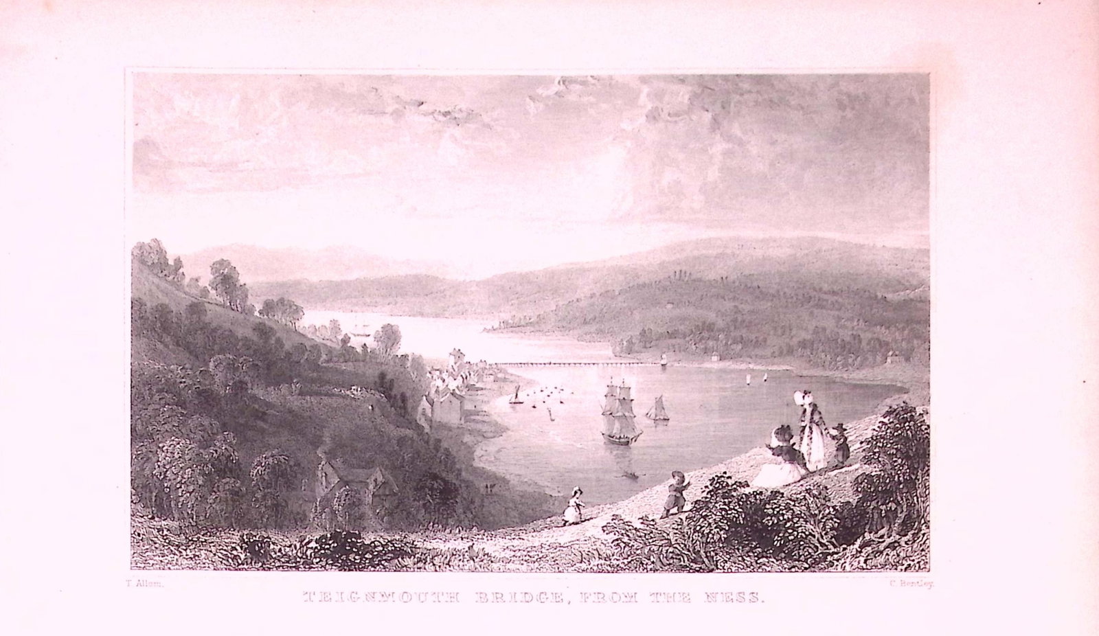 Teignmouth Bridge From The Ness Cornwall Antique 197 Years-Old Engraving-26: Title: Teignmouth Bridge From The Ness Cornwall Antique 197 Years-Old Engraving-26 Description: This Antique Print Was Removed from a 134-Year-Old Edition of. Jones' Views of the Seats, Mansion