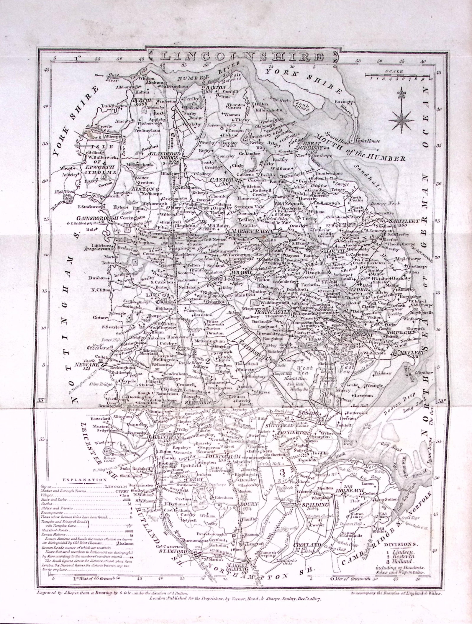 County of Lincoln 208 Years-Old Antique Engraved George IV Map by John Britton-1 (1 of 2)