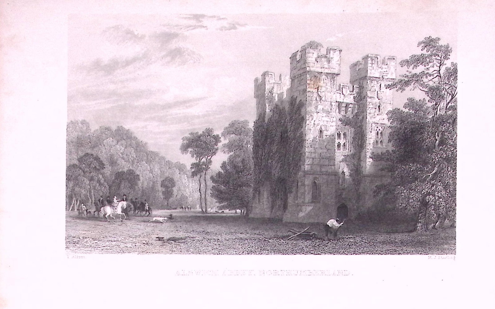 Alnwick Abbey Northumberland Antique Steel Engraving-30-TR: Title: Alnwick Abbey Northumberland Antique Steel Engraving-30-TR Description: This Steel Engraved Print Has Been Removed from an Antique 1835 Edition of. Westmorland, Cumberland, Northum