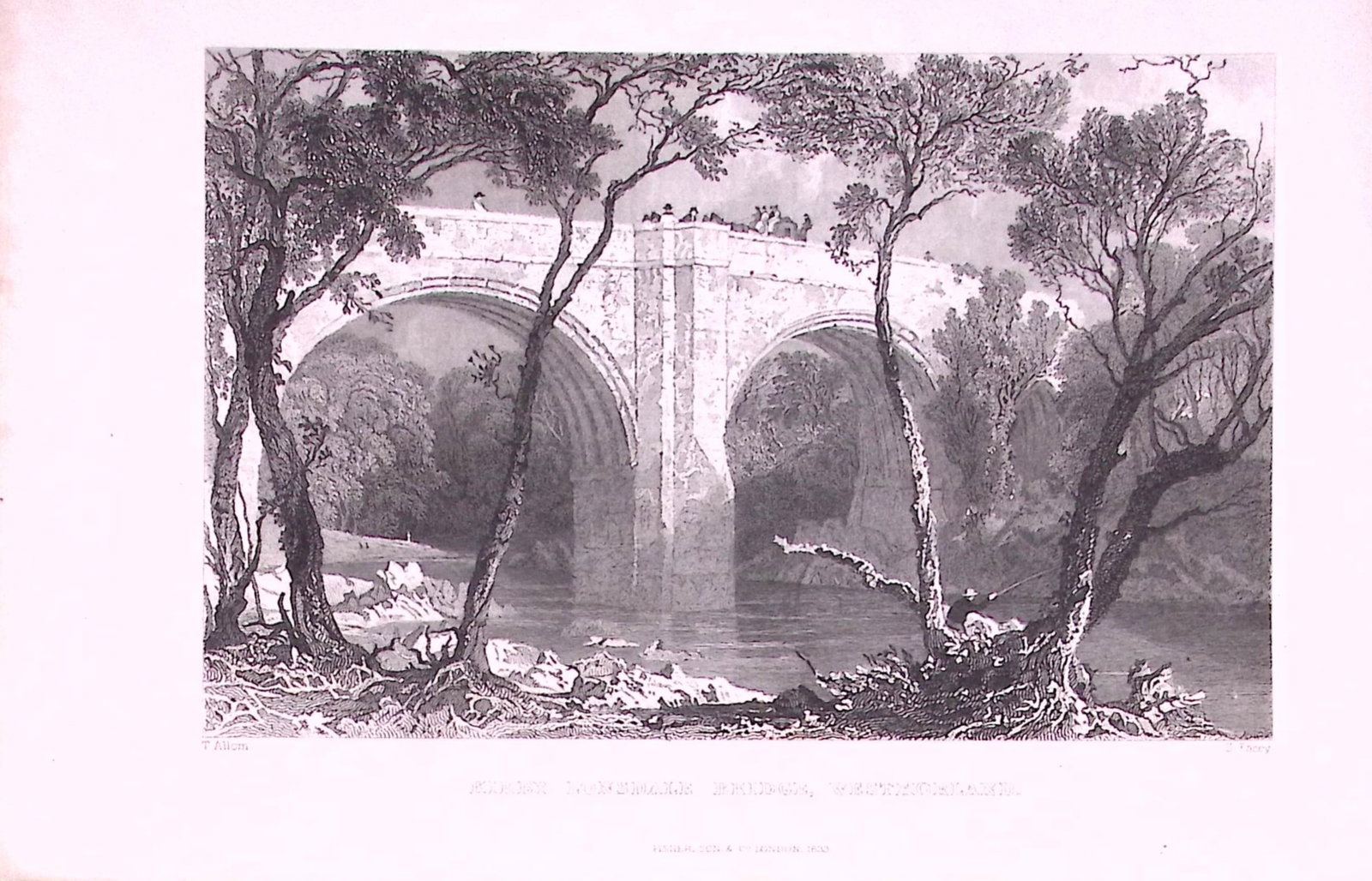 Kirby Lonsdale Bridge Cumbria Antique Steel Engraving-43-TR (1 of 2)