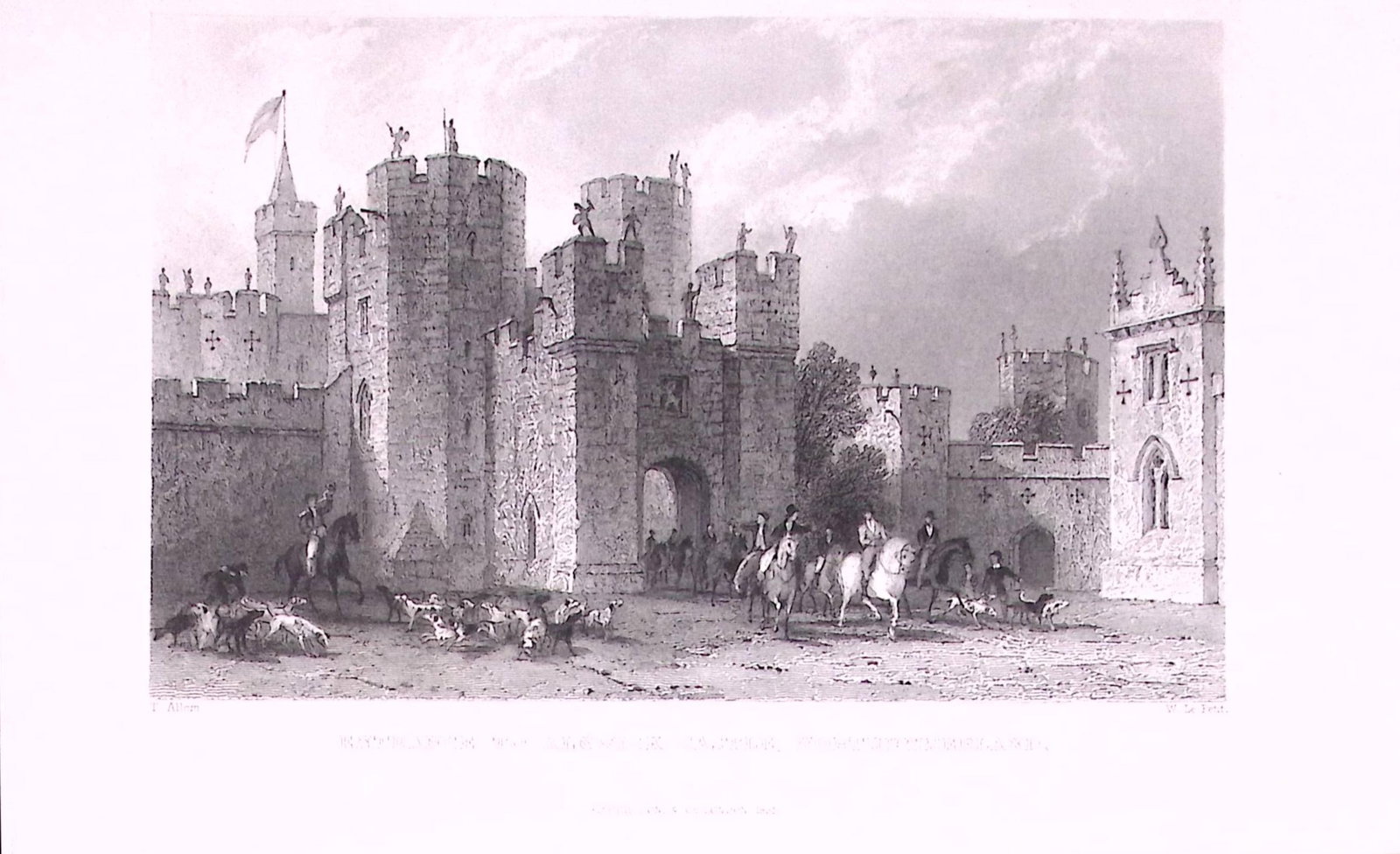 Alnwick Castle Entrance Northumberland Antique Steel Engraving-28-TR: Title: Alnwick Castle Entrance Northumberland Antique Steel Engraving-28-TR Description: This Steel Engraved Print Has Been Removed from an Antique 1835 Edition of. Westmorland, Cumberland,