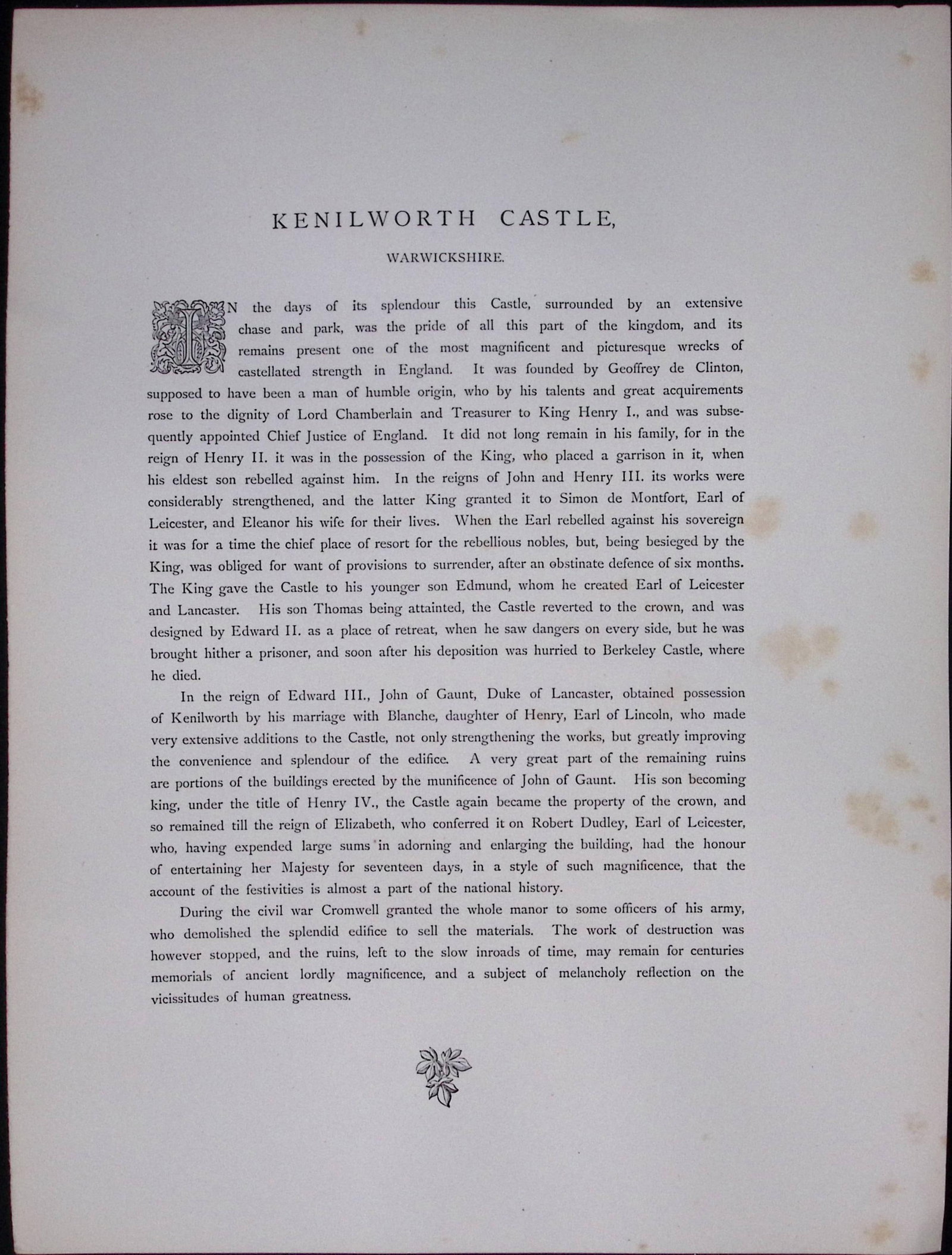 J.M.W Turner Rare “Kenilworth Castle” 1873 Picturesque Views in England-33 - 2