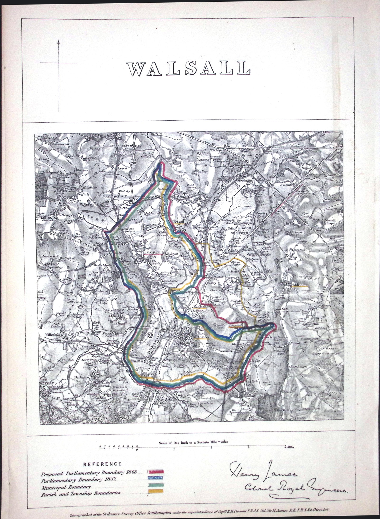 Walsall Midlands Boundary Commission 157-Year-Old Coloured Antique Map.: Title: Walsall Midlands Boundary Commission 157-Year-Old Coloured Antique Map. Description: Walsall Midlands Boundary Commission 157-Year-Old Coloured Antique Map. Original Antique Lithograph Map