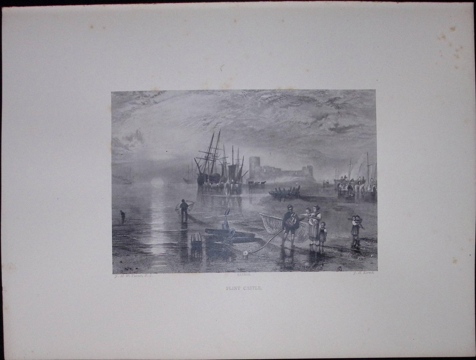 J.M.W Turner Rare “Flint Castle Wales” 1873 Picturesque Views in England-15: Title: J.M.W Turner Rare “Flint Castle Wales” 1873 Picturesque Views in England-15 Description: This Antique Print Was Removed from a 152 Years-Old Edition Of. J M W Turner's Pictur