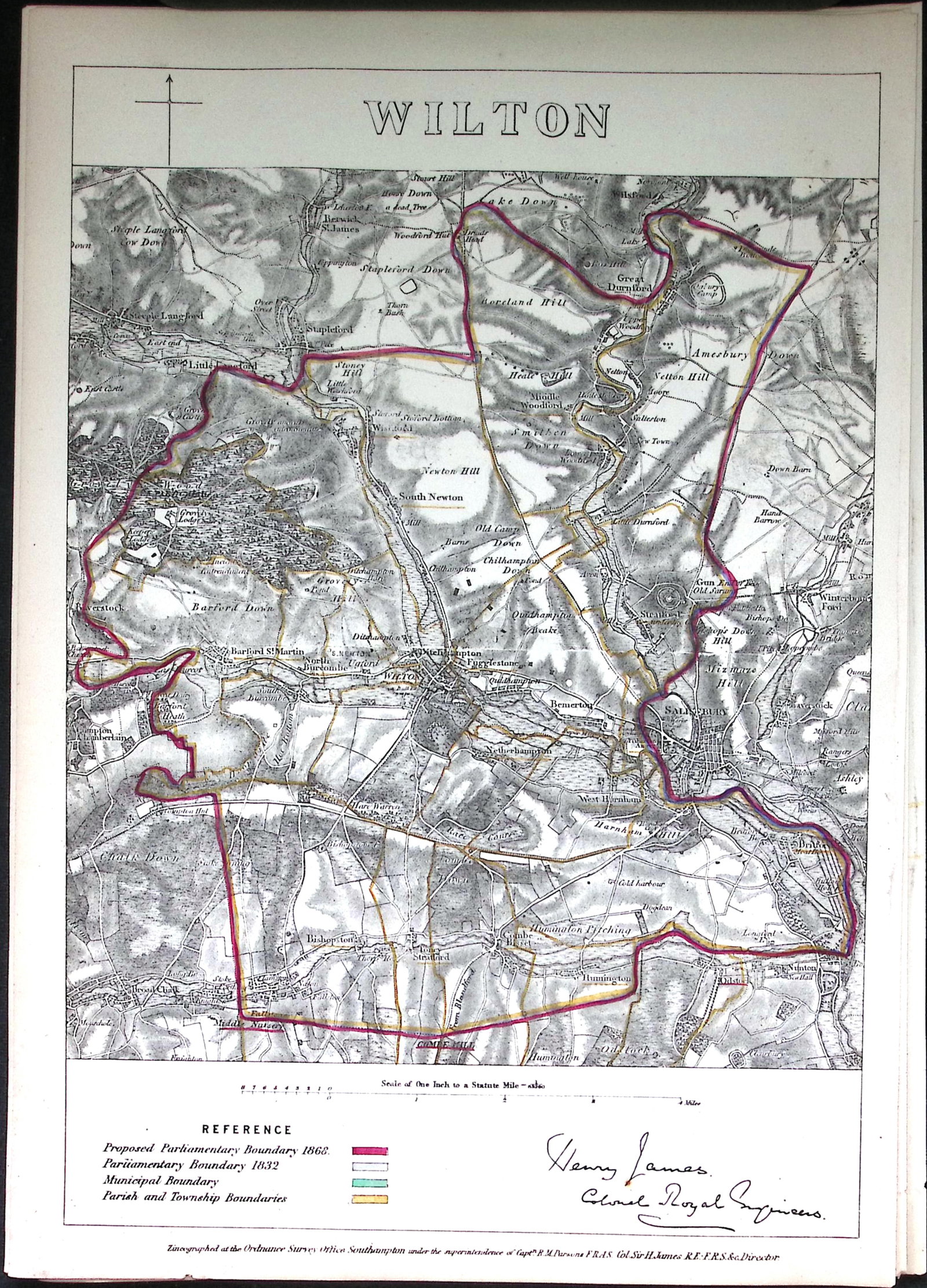 Wilton Wiltshire Boundary Commission 157-Year-Old Coloured Antique Map.: Title: Wilton Wiltshire Boundary Commission 157-Year-Old Coloured Antique Map. Description: Wilton Wiltshire Boundary Commission 157-Year-Old Coloured Antique Map. Original Antique Lithograph M