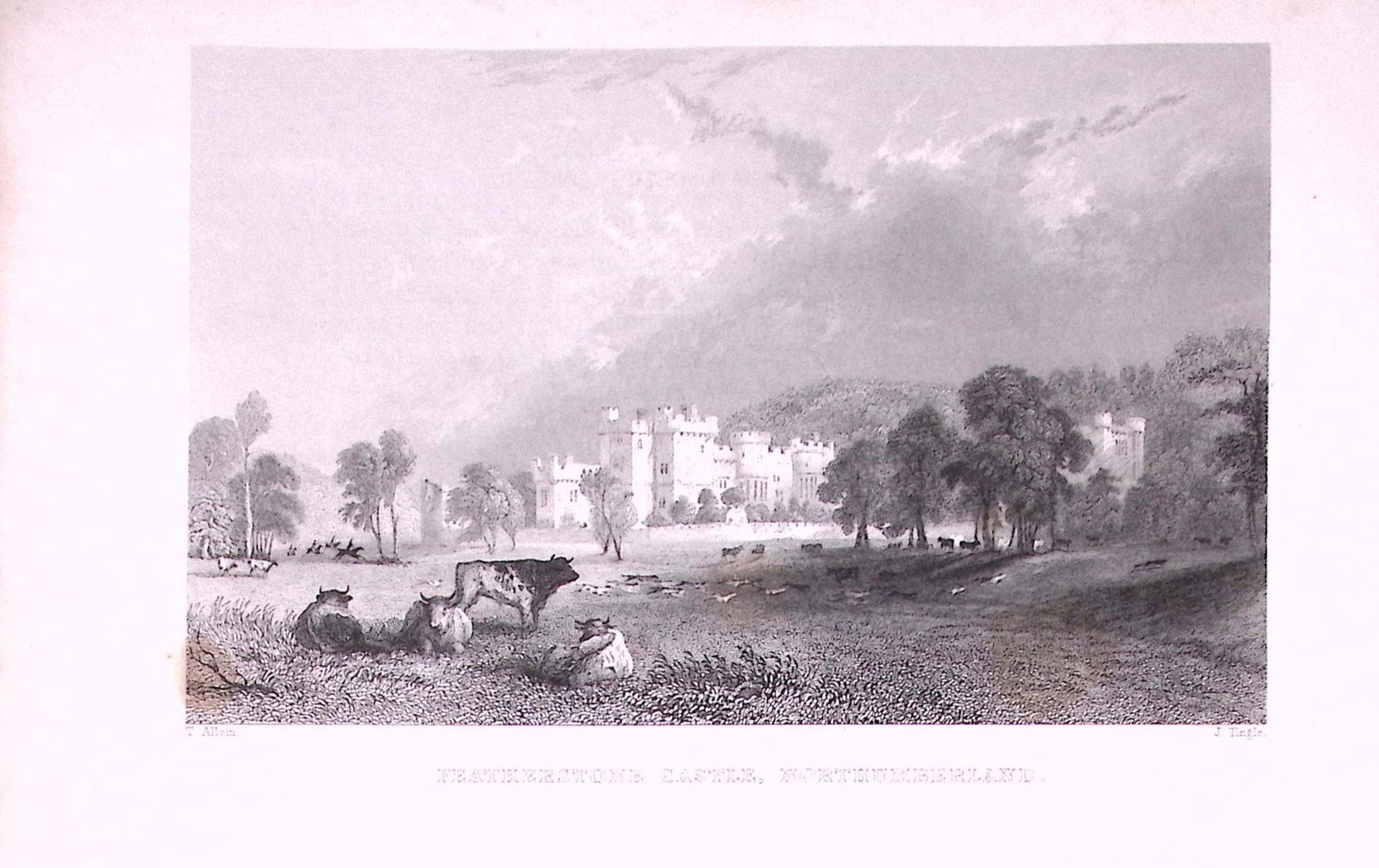 Featherstone Castle Northumberland Antique Steel Engraving-32-TR: Title: Featherstone Castle Northumberland Antique Steel Engraving-32-TR Description: This Image Steel Engraved Print Has Been Removed from an Antique 1835 Edition of. Westmorland, Cumberland, N