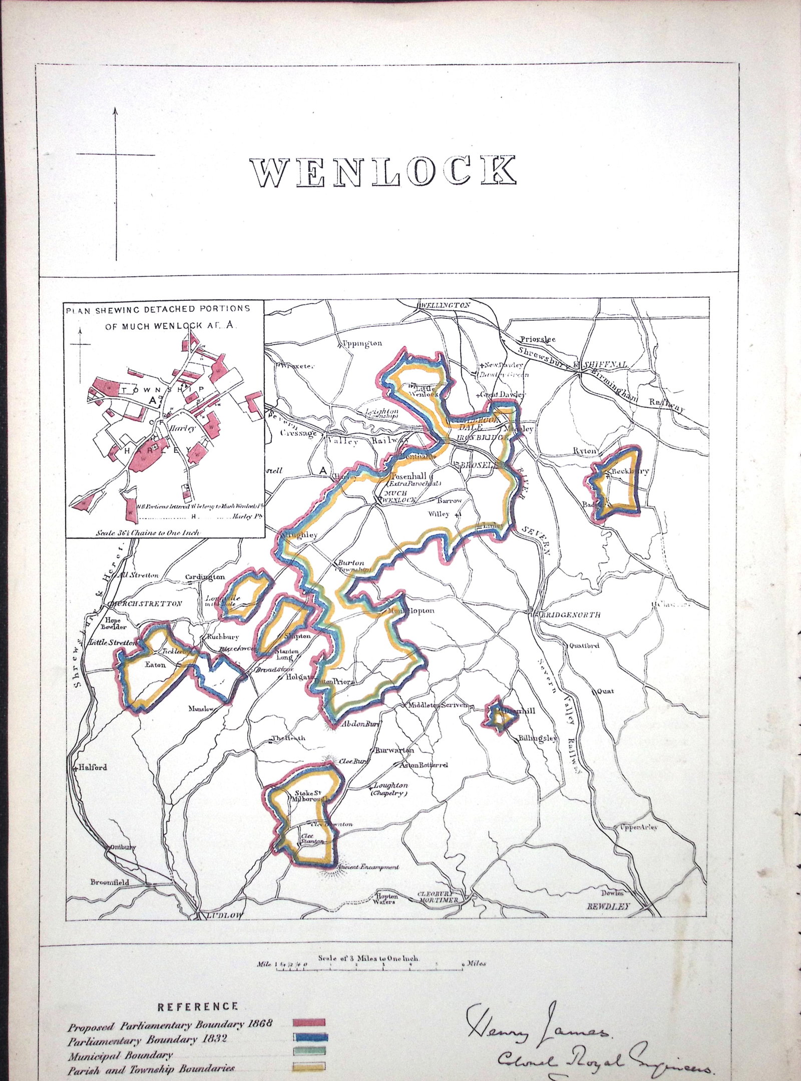 Wenlock Shropshire Boundary Commission 157-Year-Old Coloured Antique Map.: Title: Wenlock Shropshire Boundary Commission 157-Year-Old Coloured Antique Map. Description: Wenlock Shropshire Boundary Commission 157-Year-Old Coloured Antique Map. Original Antique Lithogra
