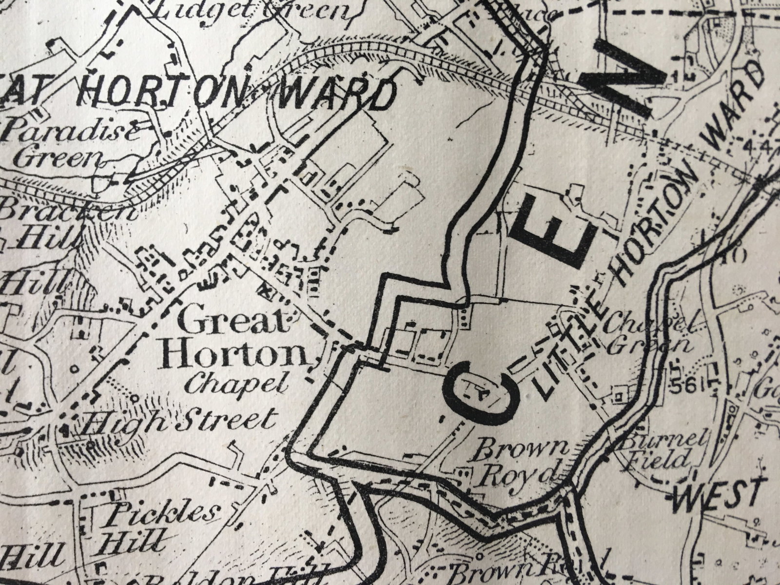 Antique 139 Years-Old Scarce Map City of Bradford 1885 Boundary Changes. - 5