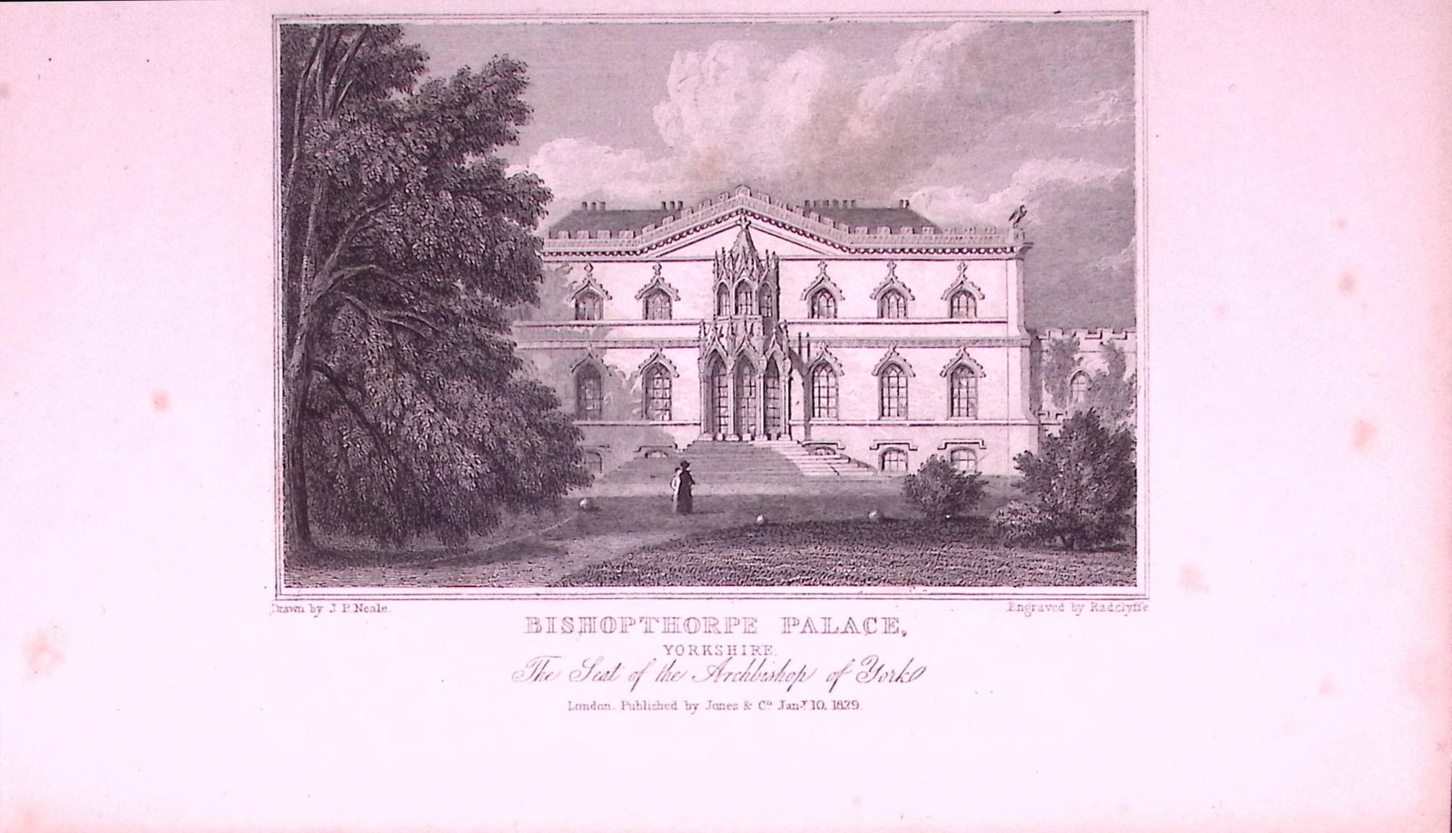 Bishopthorpe Palace Near York Yorkshire Antique 197 Years-Old Engraving-8: Title: Bishopthorpe Palace Near York Yorkshire Antique 197 Years-Old Engraving-8 Description: This Antique Print Was Removed from a 134-Year-Old Edition of. Jones' Views of the Seats, Mansions,