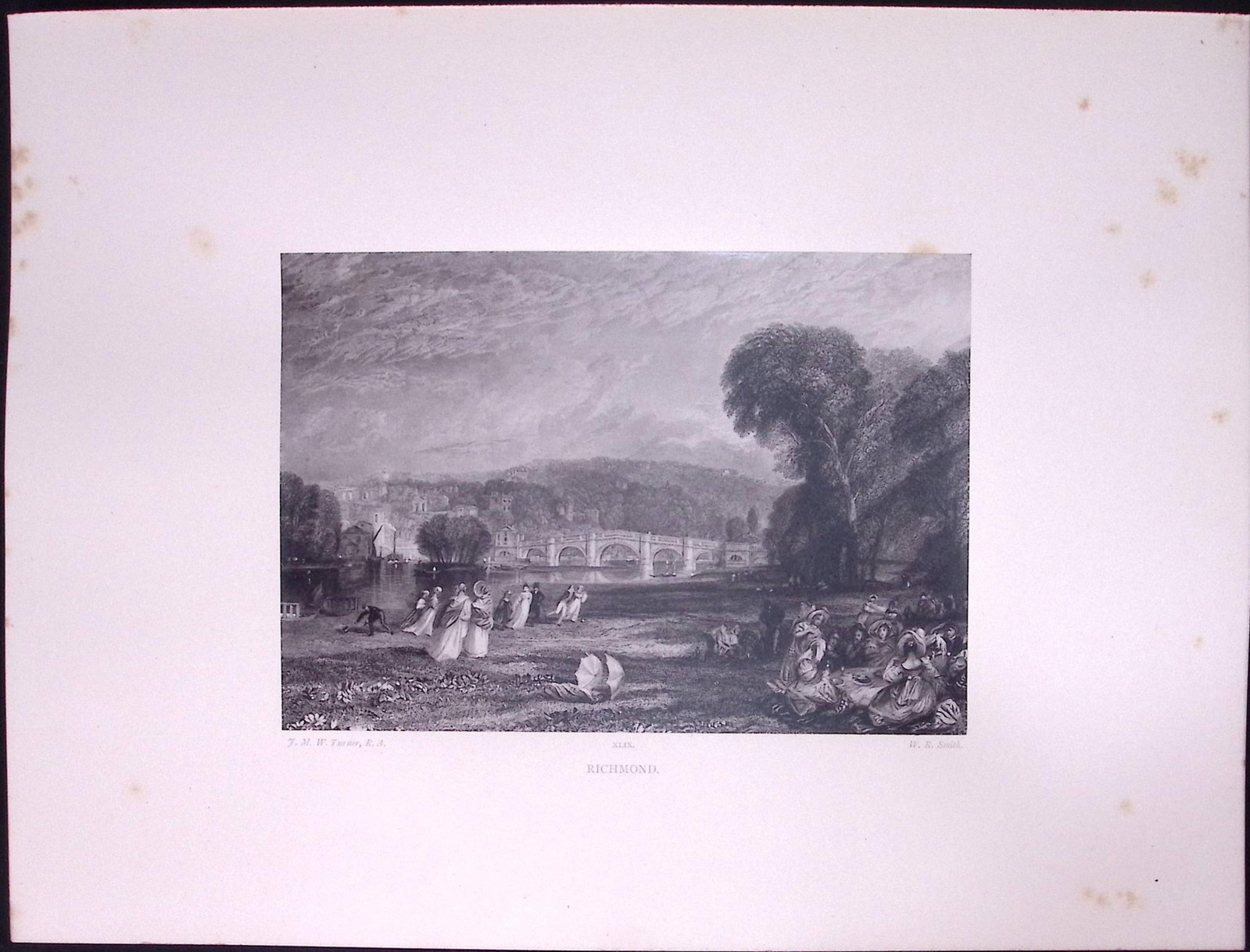 J.M.W Turner Rare “Richmond Bridge London” 1873 Picturesque Views in England-60: Title: J.M.W Turner Rare “Richmond Bridge London” 1873 Picturesque Views in England-60 Description: This Antique Print Was Removed from a 152 Years-Old Edition Of. J M W Turner's