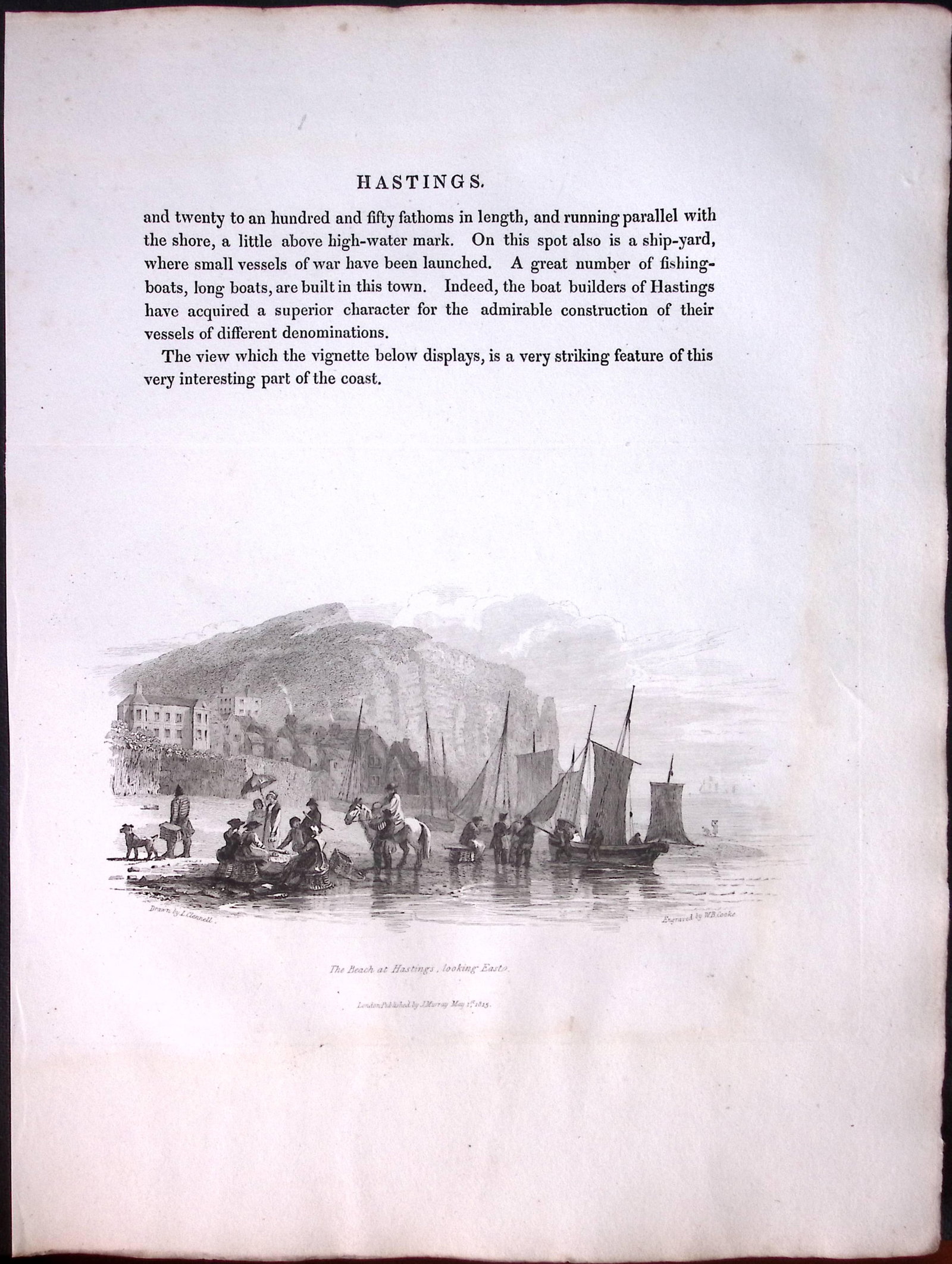 J.M.W Turner ""Sussex Hastings” Views from a Southern Coast Rare Copper Engraving-56 (1 of 1)