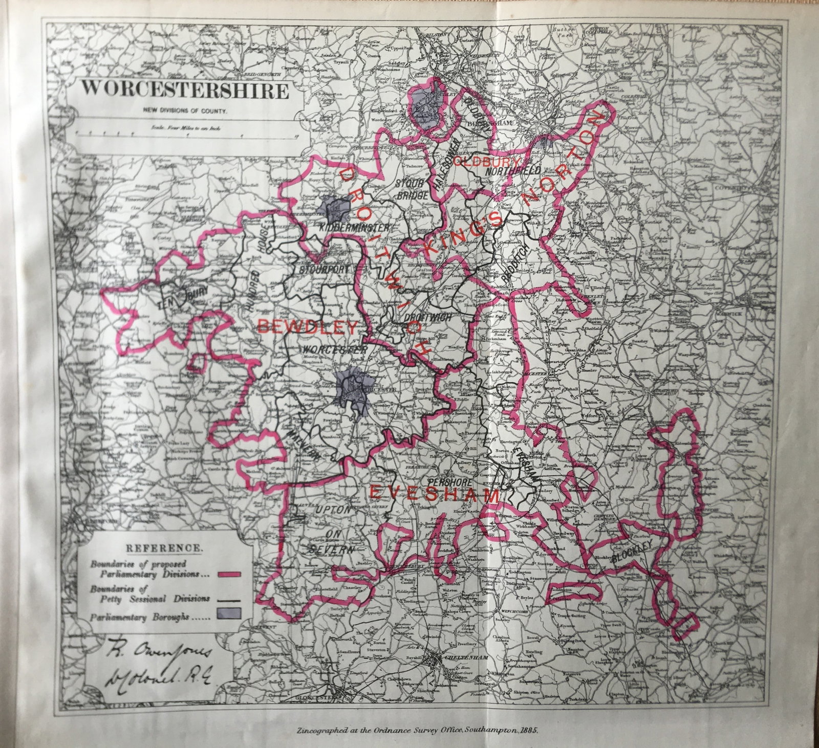 Antique 139 Years-Old Scarce Map Worcestershire 1885 Boundary Changes. (1 of 12)