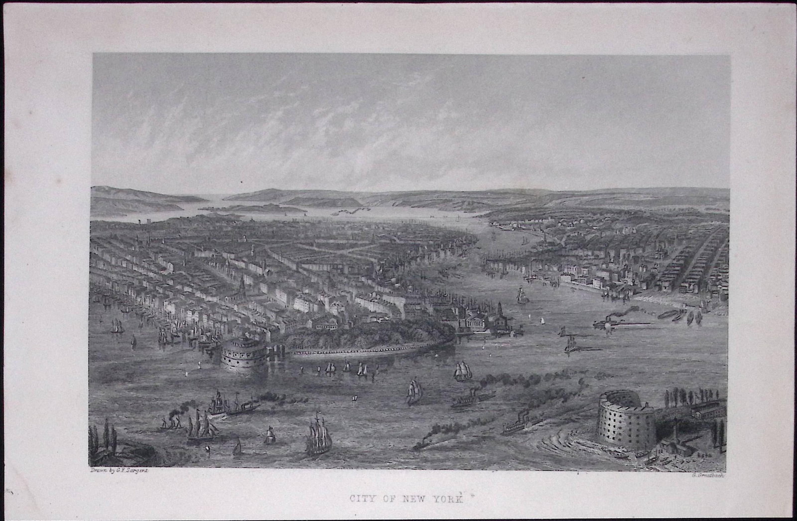 View of Early New York City Coloured Detailed 155 Years-Old Print-I-TR: Title: View of Early New York City Coloured Detailed 155 Years-Old Print-I-TR Description: View of Early New York City Coloured Detailed 155 Years-Old Print-I-TR This Antique Print Was Removed from