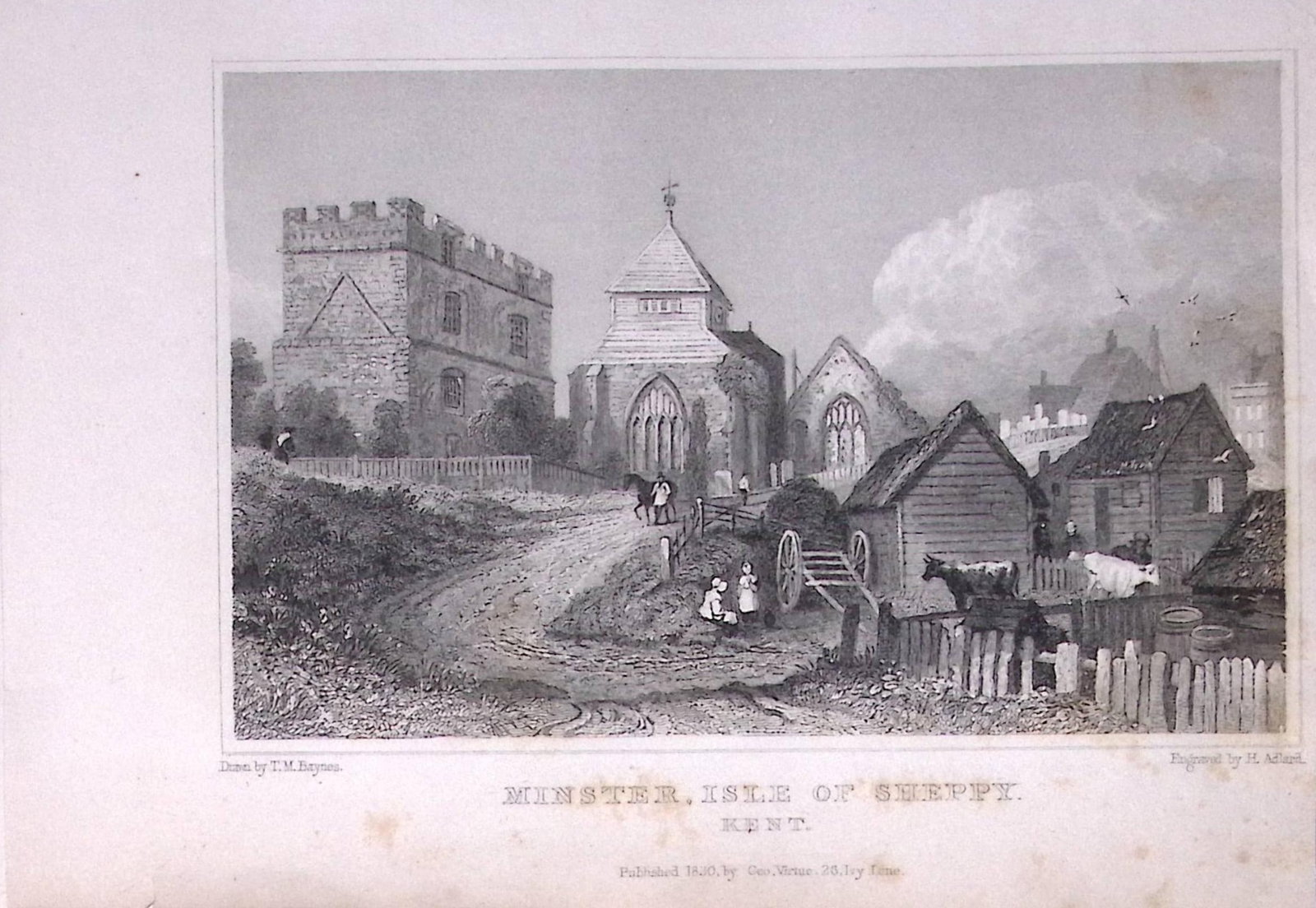 Minister Isle of Sheppey Kent 1829 Antique 197 Years-Old Steel Engraving-50a: Title: Minister Isle of Sheppey Kent 1829 Antique 197 Years-Old Steel Engraving-50a Description: This Antique Print Was Removed from a 197-Year-Old Edition of. W. H. Ireland's Study of Th