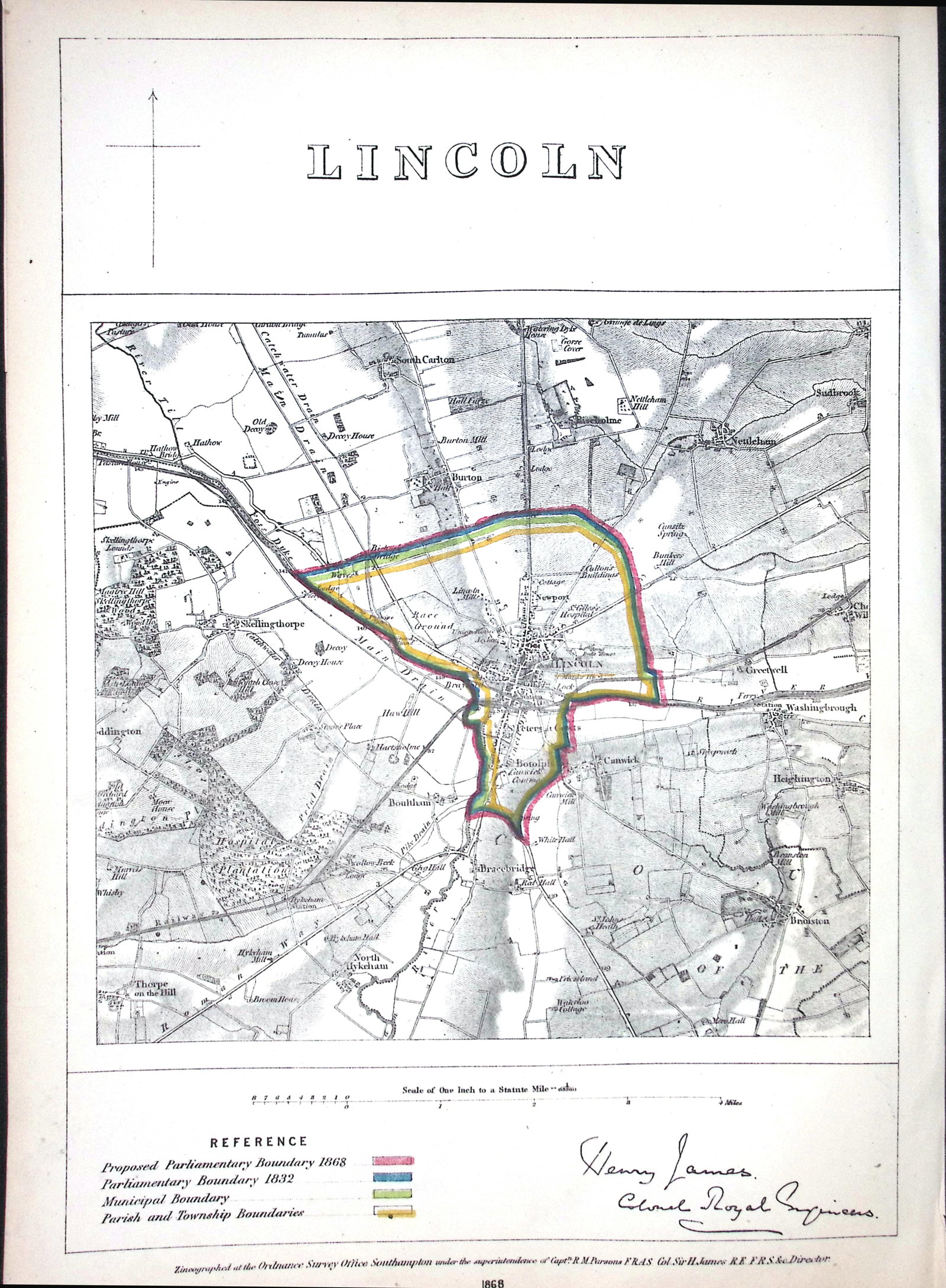 Lincoln City & District Boundary Commission 157-Year-Old Coloured Antique Map.: Title: Lincoln City & District Boundary Commission 157-Year-Old Coloured Antique Map. Description: Lincoln City & District Boundary Commission 157-Year-Old Coloured Antique Map. Origina