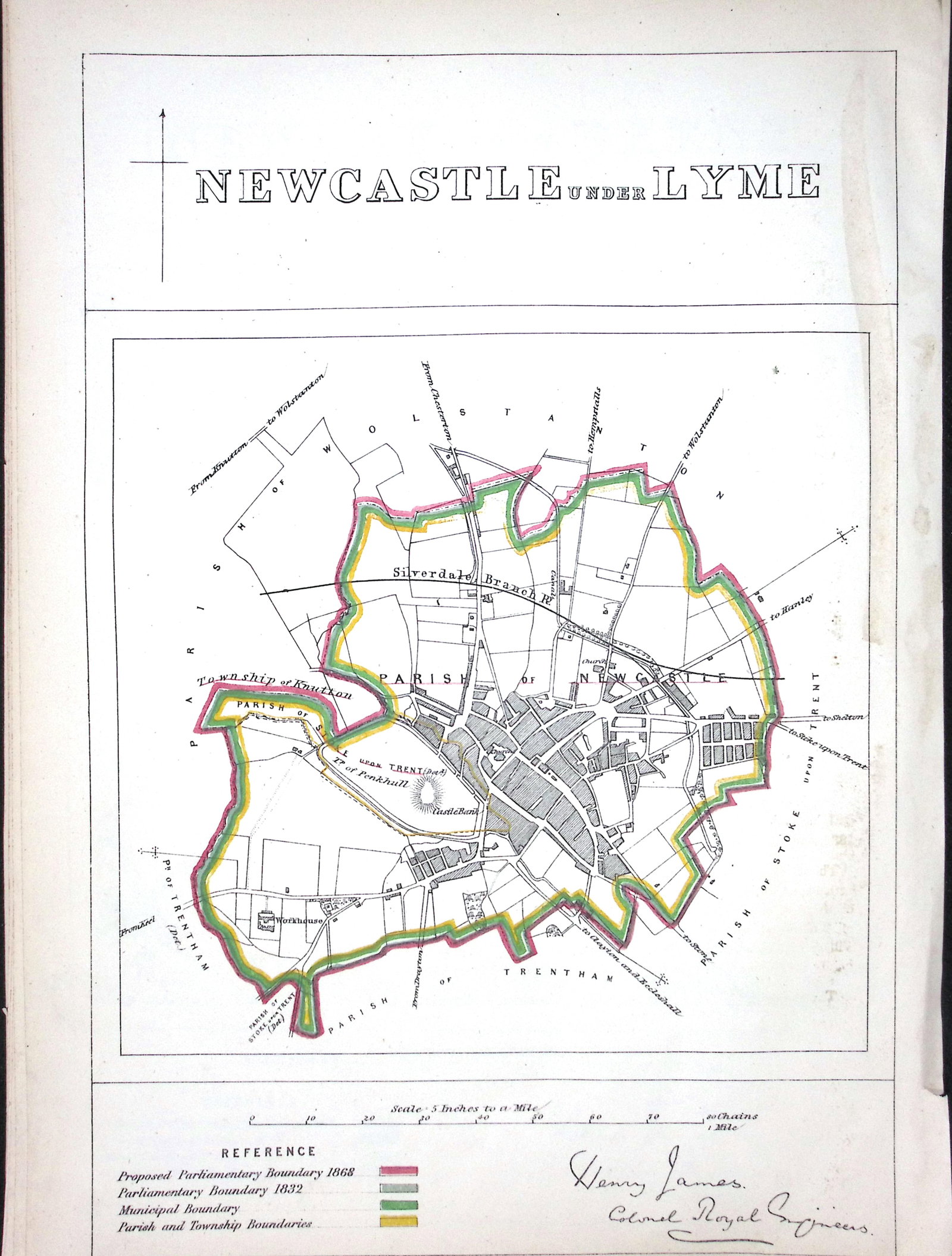 Newcastle Under Lyme Staffs Boundary Commission 157-Year-Old Coloured Antique Map.: Title: Newcastle Under Lyme Staffs Boundary Commission 157-Year-Old Coloured Antique Map. Description: Newcastle Under Lyme Staffs Boundary Commission 157-Year-Old Coloured Antique Map. Origina