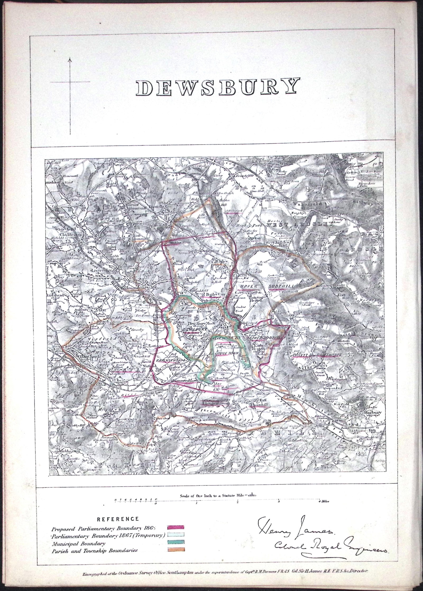 Dewsbury Yorkshire Boundary Commission 157-Year-Old Antique Map. (1 of 2)