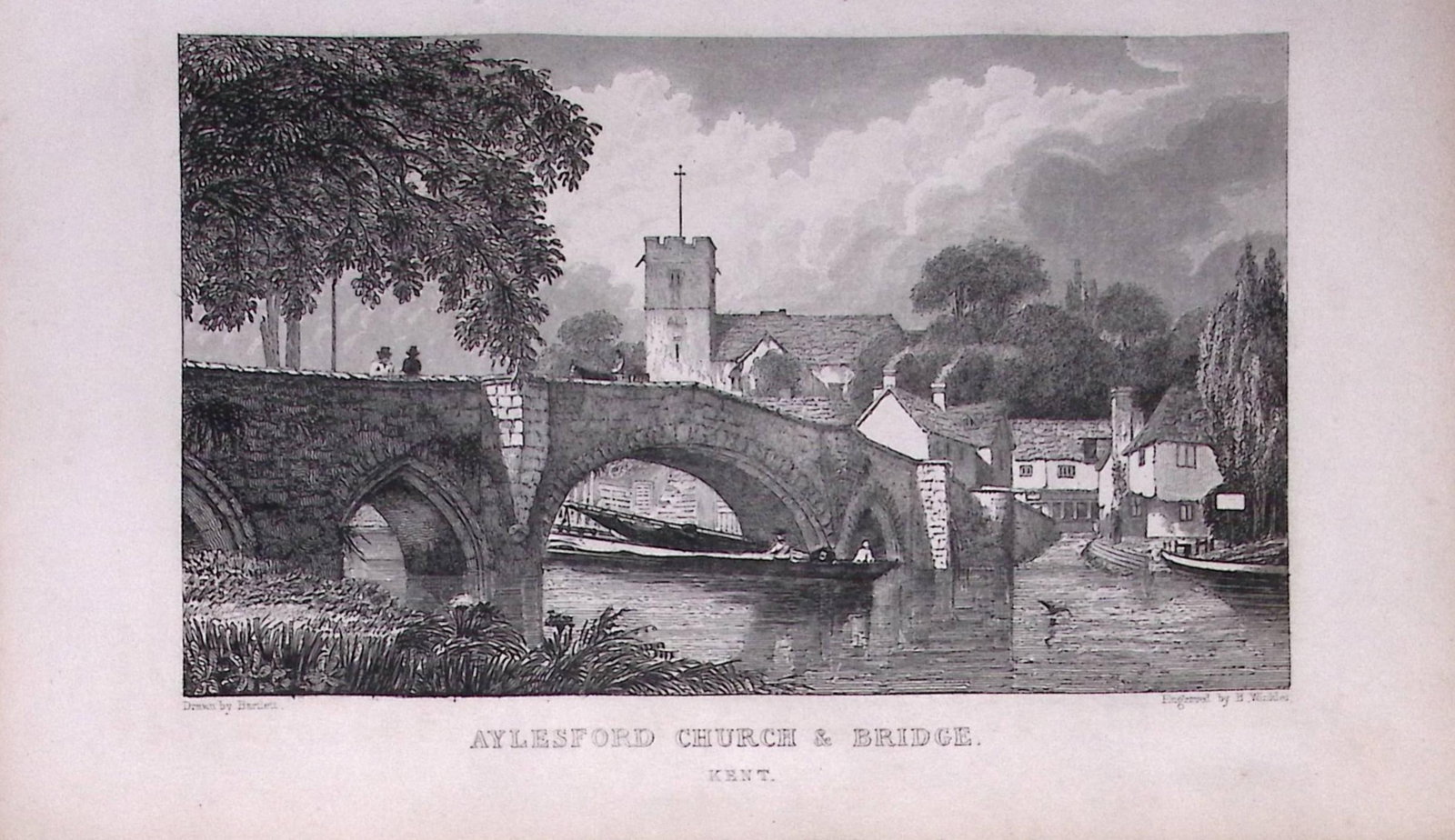 Aylesford Church & Bridge Kent 1829 Antique 197 Years-Old Steel Engraving-23: Title: Aylesford Church & Bridge Kent 1829 Antique 197 Years-Old Steel Engraving-23 Description: This Antique Print Was Removed from a 197-Year-Old Edition of. W. H. Ireland's Study o