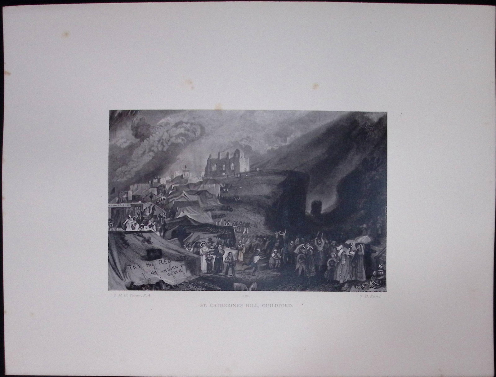 J.M.W Turner Rare “St Catherine's Hill Guildford” 1873 Picturesque Views in England-62: Title: J.M.W Turner Rare “St Catherine's Hill Guildford” 1873 Picturesque Views in England-62 Description: This Antique Print Was Removed from a 152 Years-Old Edition Of. J M W