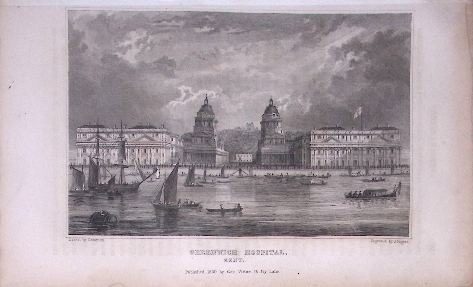 Greenwich Hospital Kent 1829 Antique 197 Years-Old Steel Engraving-34: Title: Greenwich Hospital Kent 1829 Antique 197 Years-Old Steel Engraving-34 Description: This Antique Print Was Removed from a 197-Year-Old Edition of. W. H. Ireland's Study of The Histo