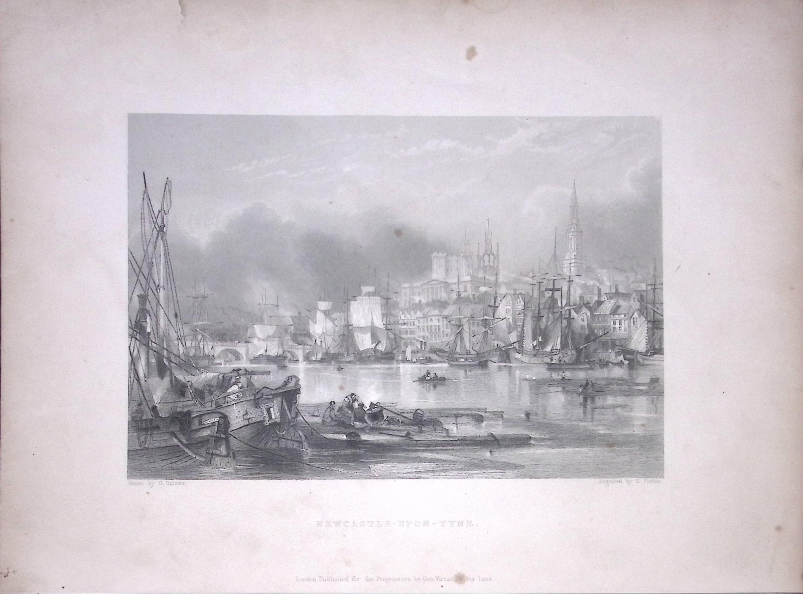 Newcastle Upon Tyne WH Bartlett 1842 Antique Steel Engraving-3-TR: Title: Newcastle Upon Tyne WH Bartlett 1842 Antique Steel Engraving-3-TR Description: Newcastle Upon Tyne WH Bartlett 1842 Antique Steel Engraving-3-TR This Steel Engraved Print Has Been Removed from