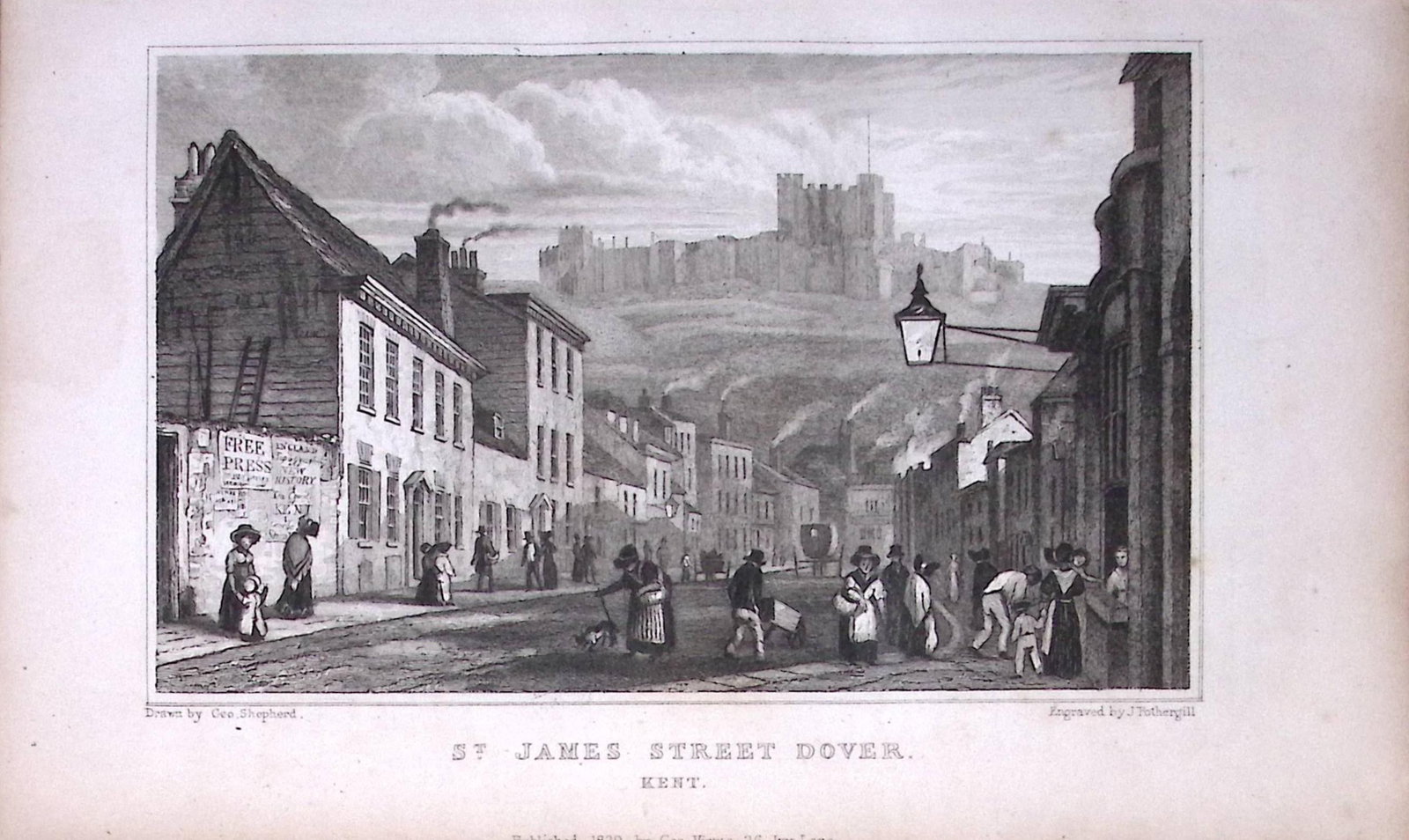 Dover St James Street Kent 1829 Antique 197 Years-Old Steel Engraving-4: Title: Dover St James Street Kent 1829 Antique 197 Years-Old Steel Engraving-4 Description: This Antique Print Was Removed from a 197-Year-Old Edition of. W. H. Ireland's Study of The Hi
