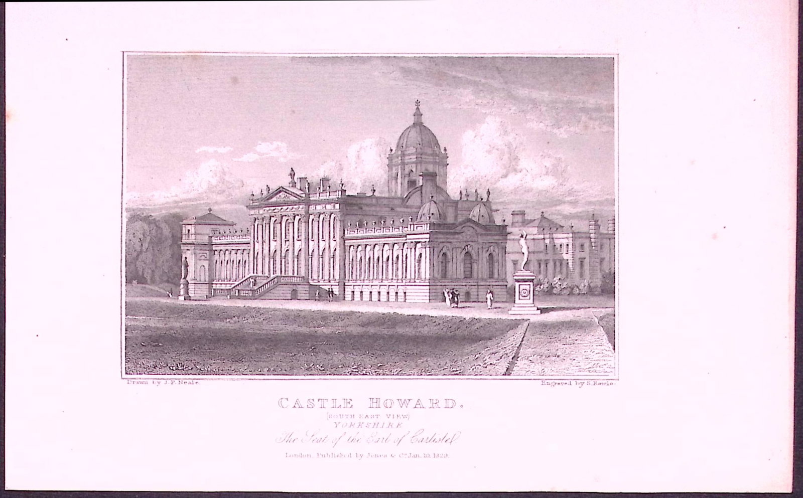 Castle Howard Stately Home Yorkshire Antique 197 Years-Old Engraving-9: Title: Castle Howard Stately Home Yorkshire Antique 197 Years-Old Engraving-9 Description: This Antique Print Was Removed from a 134-Year-Old Edition of. Jones' Views of the Seats, Mansions, Ca