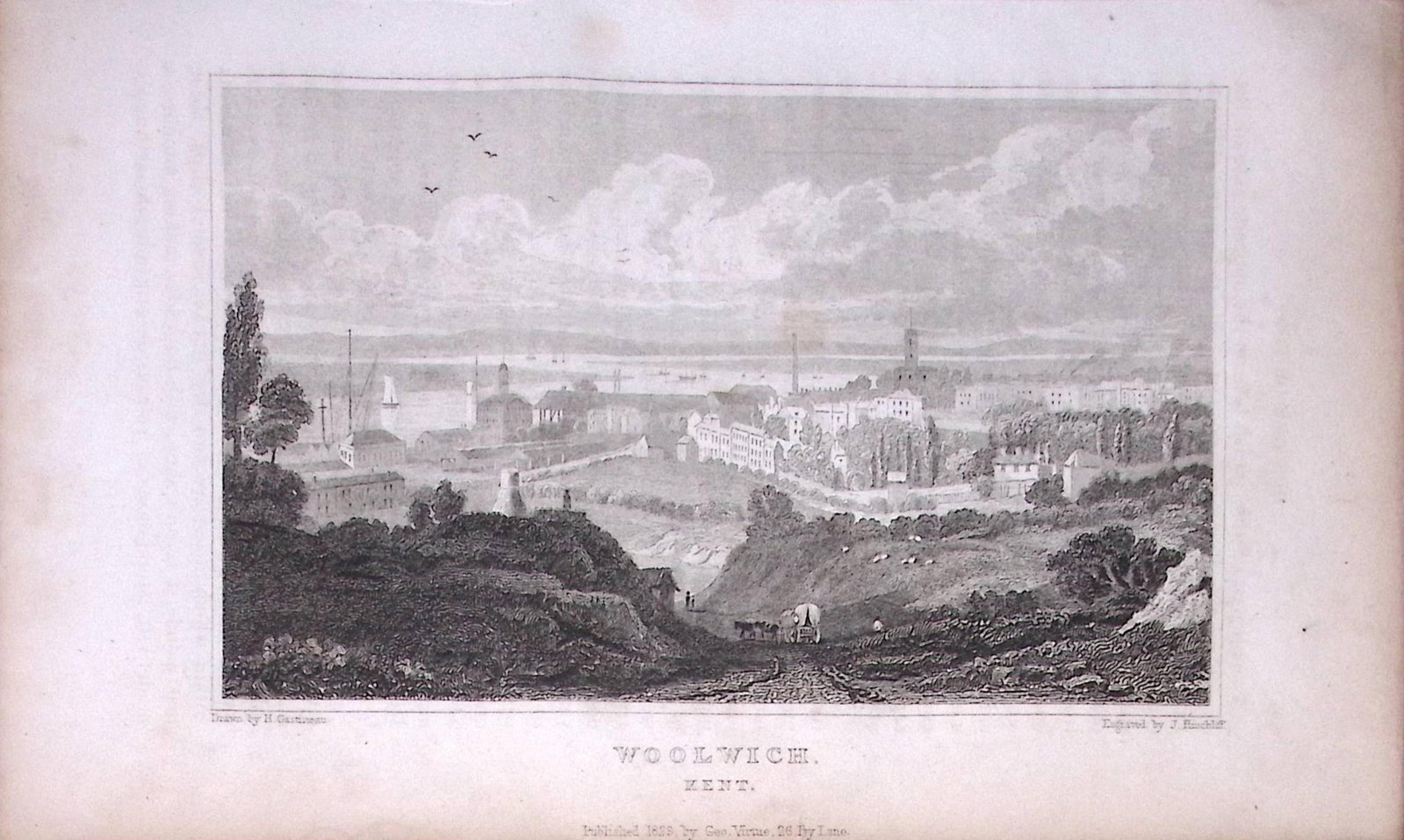 Woolwich View of the Town Kent 1829 Antique 197 Years-Old Steel Engraving-33: Title: Woolwich View of the Town Kent 1829 Antique 197 Years-Old Steel Engraving-33 Description: This Antique Print Was Removed from a 197-Year-Old Edition of. W. H. Ireland's Study of Th