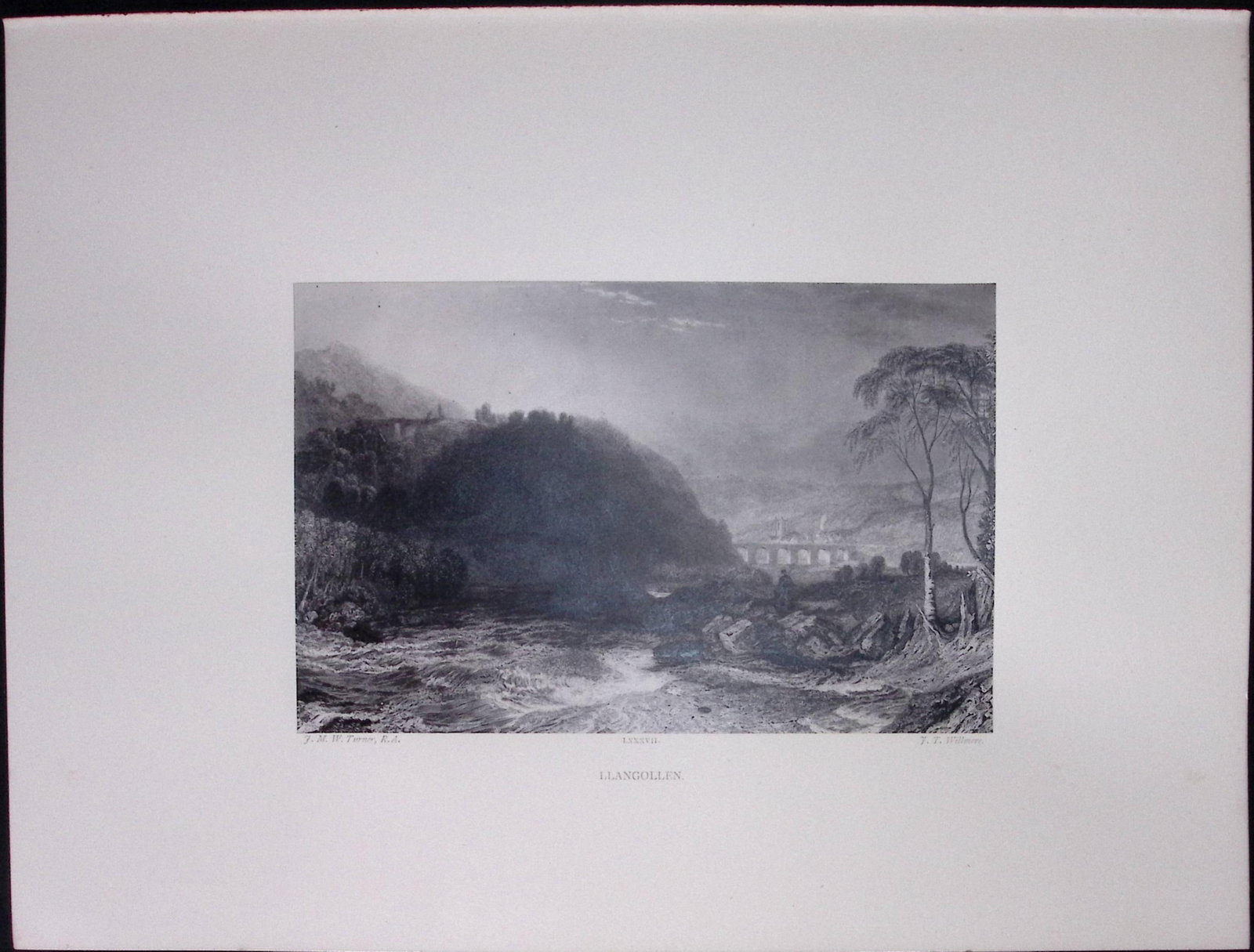 J.M.W Turner Rare “Llangollen Wales” 1873 Picturesque Views in England-51: Title: J.M.W Turner Rare “Llangollen Wales” 1873 Picturesque Views in England-51 Description: This Antique Print Was Removed from a 152 Years-Old Edition Of. J M W Turner's Pictures