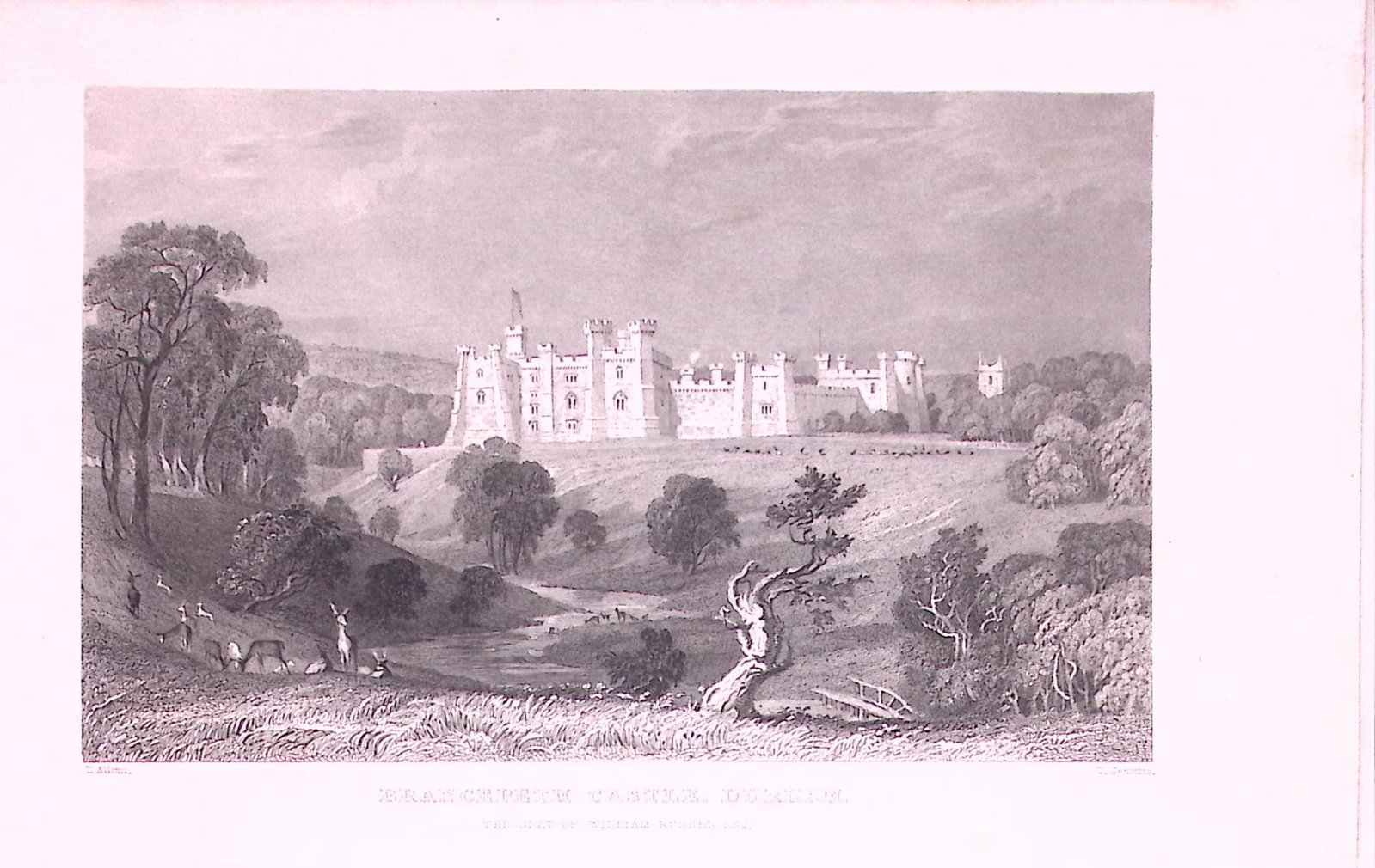 Brancepete Castle County Durham 1835 Antique Steel Engraving-5-TR: Title: Brancepete Castle County Durham 1835 Antique Steel Engraving-5-TR Description: This Steel Engraved Print Has Been Removed from an Antique 1835 Edition of. Westmorland, Cumberland,
