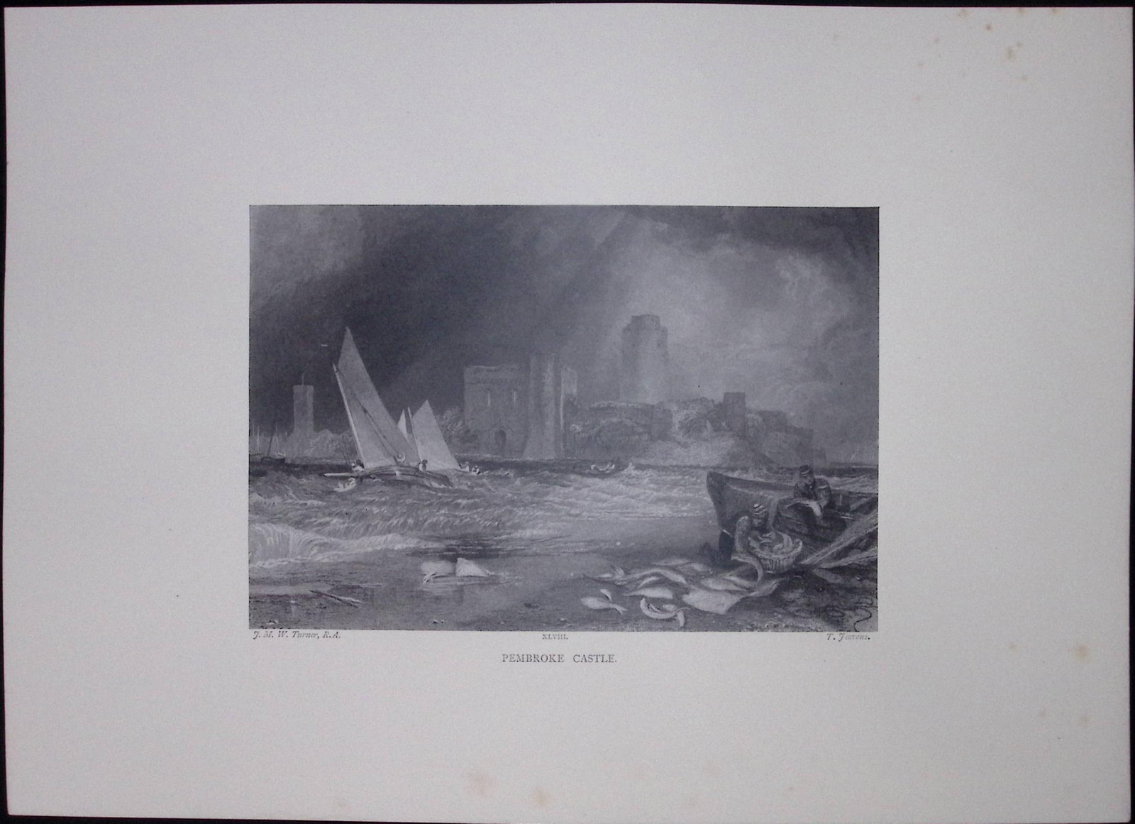 J.M.W Turner Rare “Pembroke Castle Wales” 1873 Picturesque Views in England-24: Title: J.M.W Turner Rare “Pembroke Castle Wales” 1873 Picturesque Views in England-24 Description: This Antique Print Was Removed from a 152 Years-Old Edition Of. J M W Turner's
