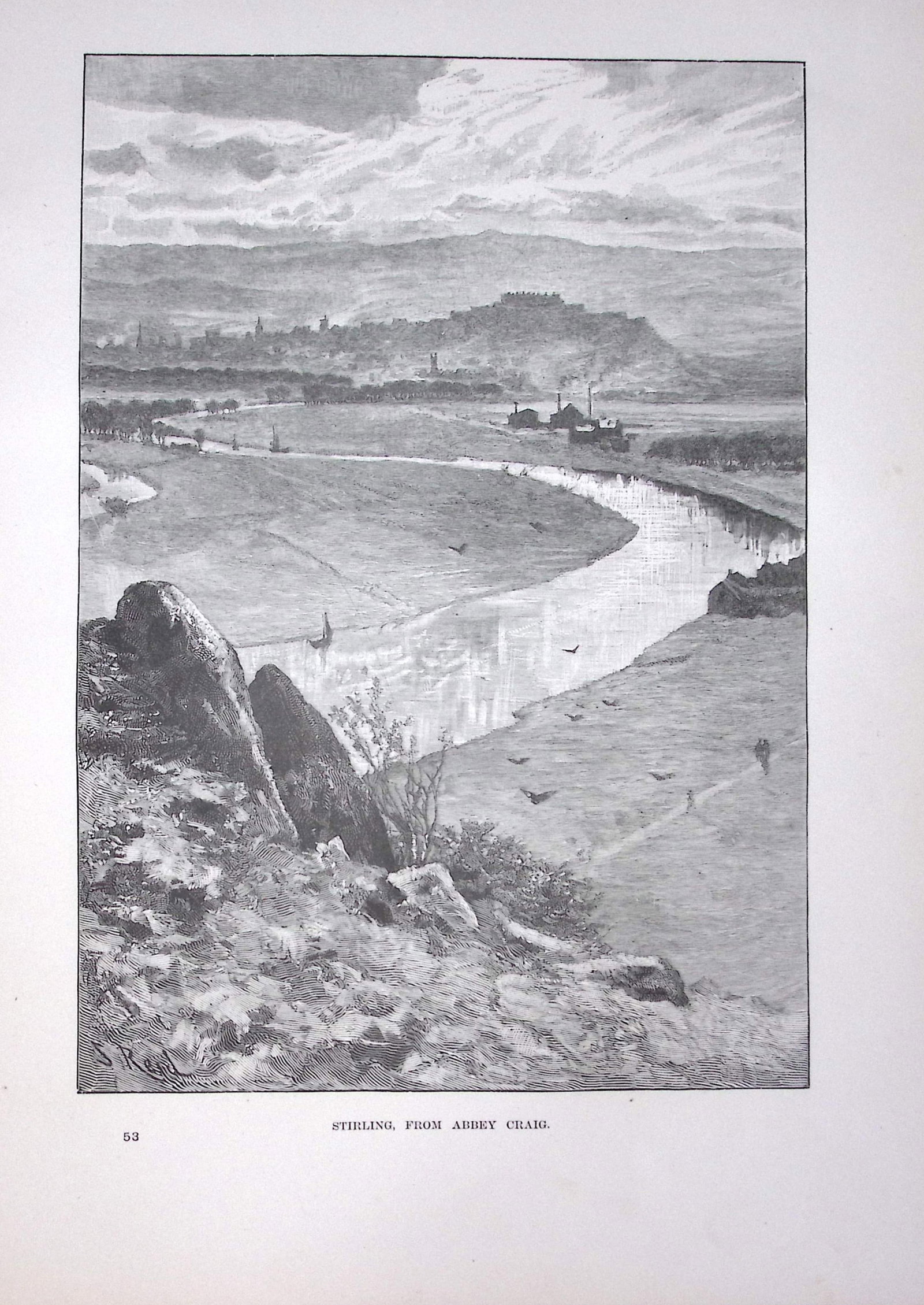 Scotland Stirling View From Abbey Craig Antique 134 Years-Old Illustration-1 (1 of 2)