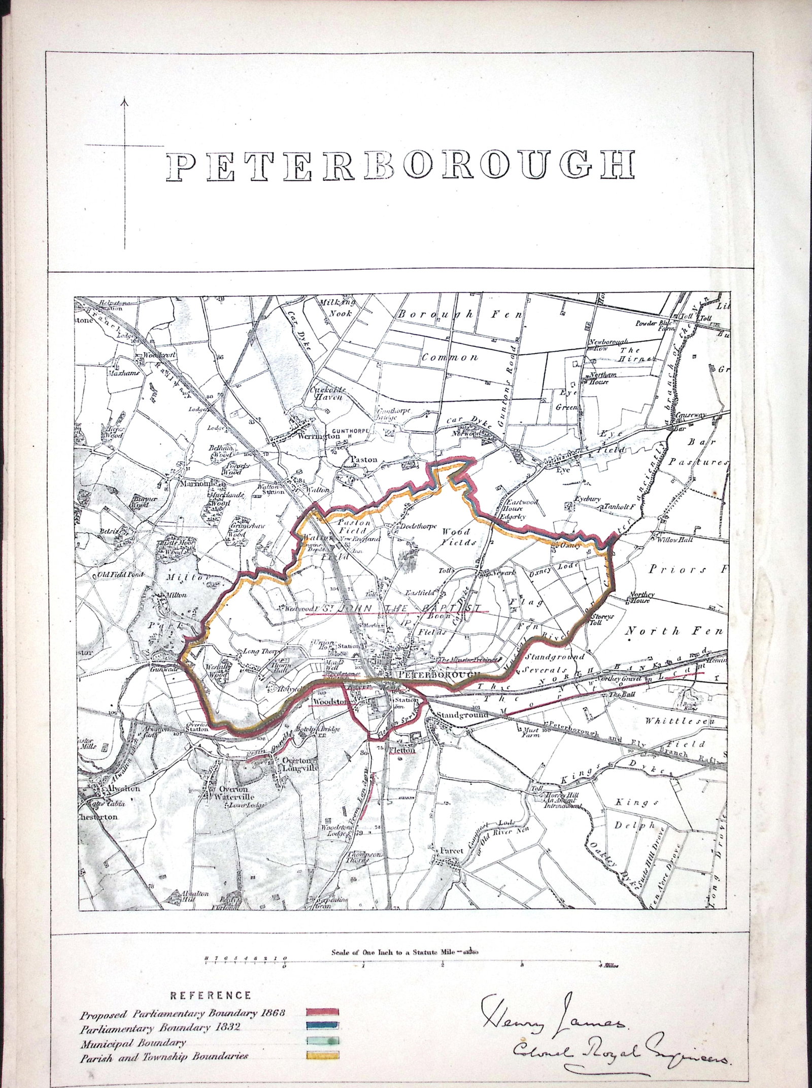 Peterborough City & District Boundary Commission 157-Year-Old Coloured Antique Map.: Title: Peterborough City & District Boundary Commission 157-Year-Old Coloured Antique Map. Description: Peterborough City & District Boundary Commission 157-Year-Old Coloured Antique Map.