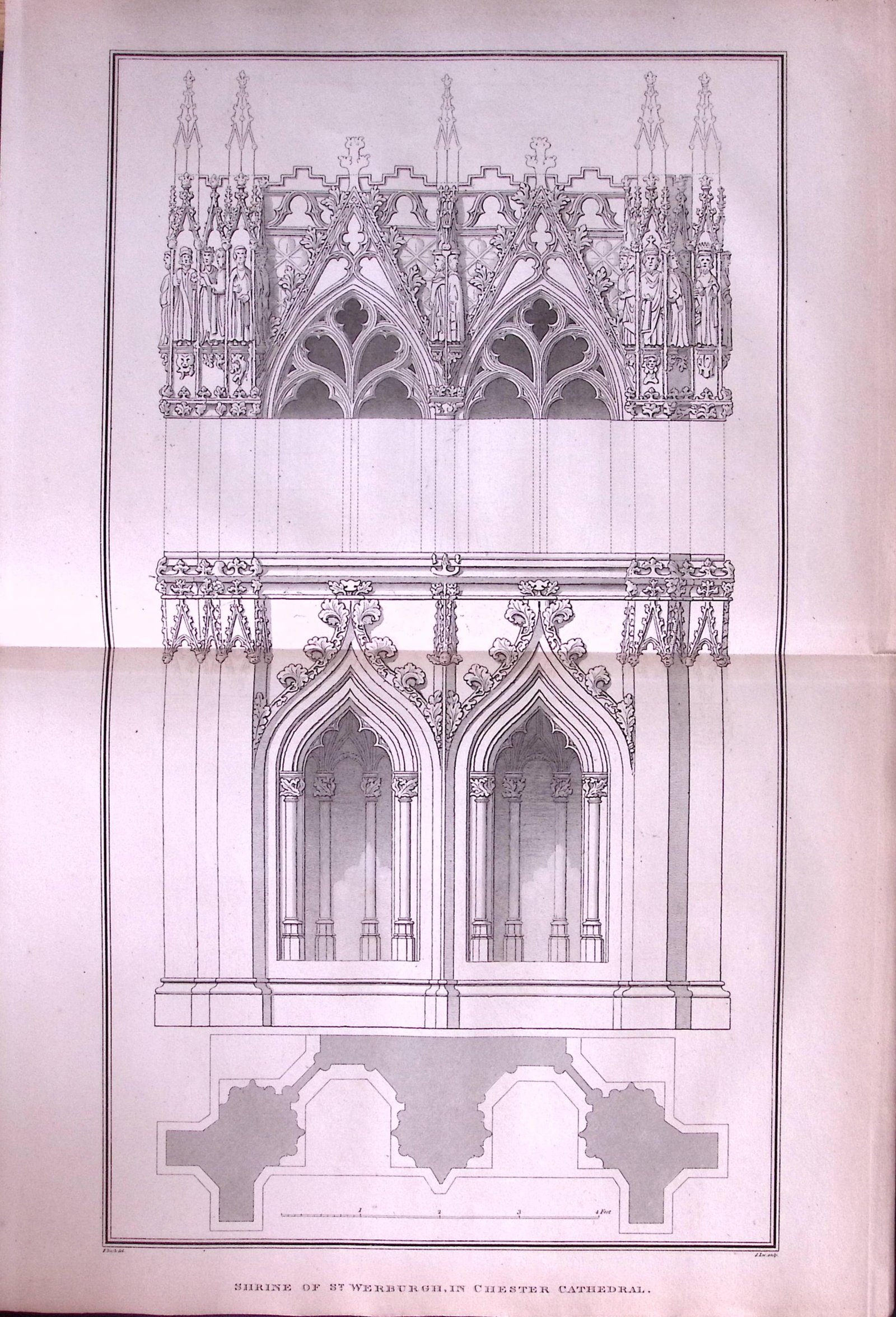 St Werburgh Shrine Chester Cathedral Antique 216-Year-Old Large Copperplate- 27-TR.: Title: St Werburgh Shrine Chester Cathedral Antique 216-Year-Old Large Copperplate- 27-TR. Description: St Werburgh Shrine Chester Cathedral Antique 216-Year-Old Large Copperplate- 27-TR. This