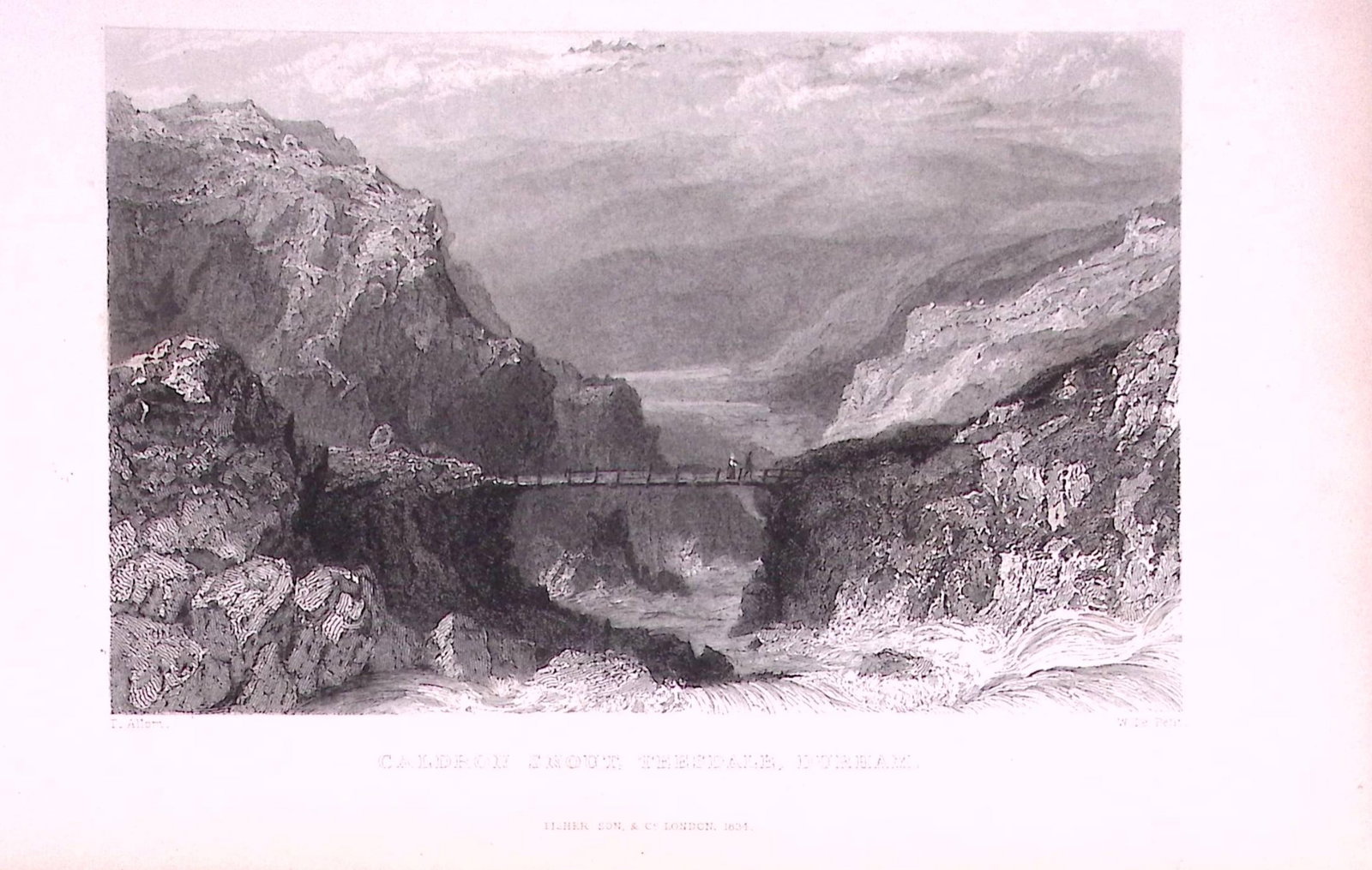Caldron Shout Teesdale Durham Antique Steel Engraving-27-TR: Title: Caldron Shout Teesdale Durham Antique Steel Engraving-27-TR Description: This Steel Engraved Print Has Been Removed from an Antique 1835 Edition of. Westmorland, Cumberland,