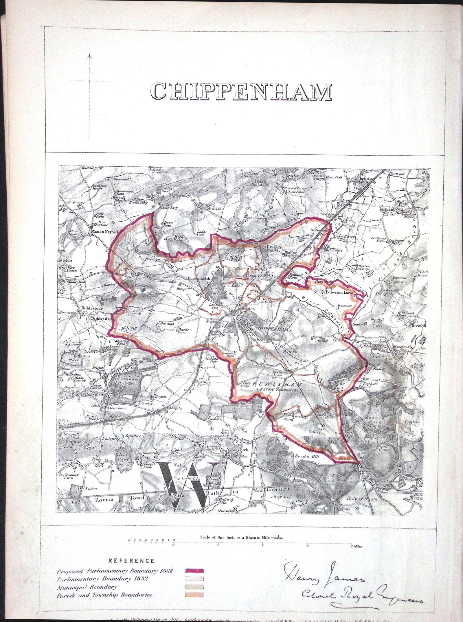 Chippenham Wiltshire Boundary Commission 157-Year-Old Coloured Antique Map.: Title: Chippenham Wiltshire Boundary Commission 157-Year-Old Coloured Antique Map. Description: Chippenham Wiltshire Boundary Commission 157-Year-Old Coloured Antique Map. Original Antique Lithograph