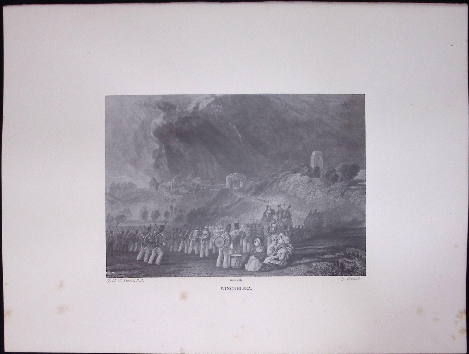 J.M.W Turner Rare “Winchelsea Sussex” 1873 Picturesque Views in England-77: Title: J.M.W Turner Rare “Winchelsea Sussex” 1873 Picturesque Views in England-77 Description: This Antique Print Was Removed from a 152 Years-Old Edition Of. J M W Turner's Picturesque