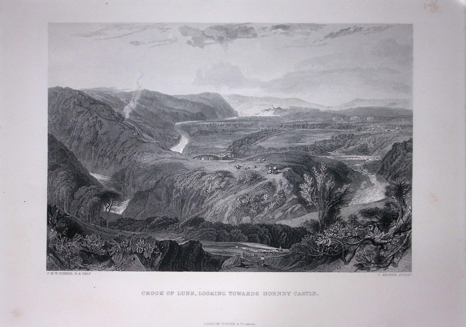 J.M.W Turner Crook of Lune Lancaster Antique Steel Engraving-99-TR: Title: J.M.W Turner Crook of Lune Lancaster Antique Steel Engraving-99-TR Description: This Antique Steel-Engraving Was Removed from an Edition Of. The Turner Gallery a Series of 12