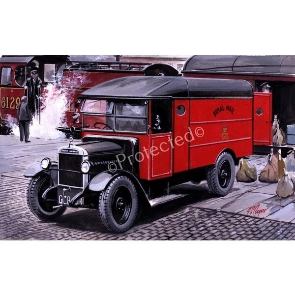 Royal Mail Post Van Offloads Beside LMS Train Steam Train Engine Metal Wall Art (1 of 1)