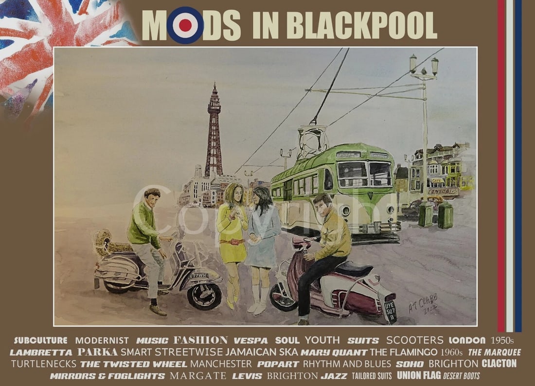 Meeting of The Mods Blackpool Prom Nostalgic 1960's Scene Metal Wall Art: Title: Meeting of The Mods Blackpool Prom Nostalgic 1960's Scene Metal Wall Art Description: ★ Approx Size 12” x 8” (Inches) 300 x 200 (mm). ★ Our Metal Art Design Comes with